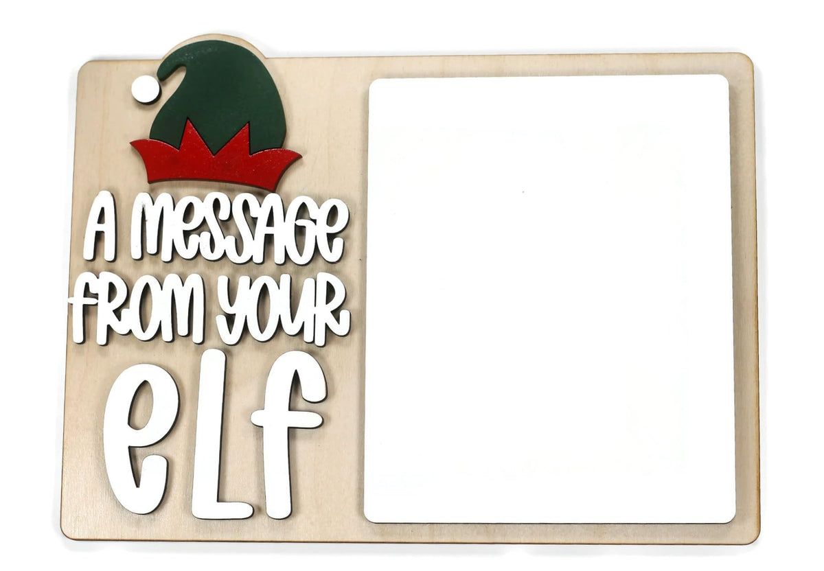 Christmas Elf Sign A Message From Your Elf Whiteboard birch 7x5 inches