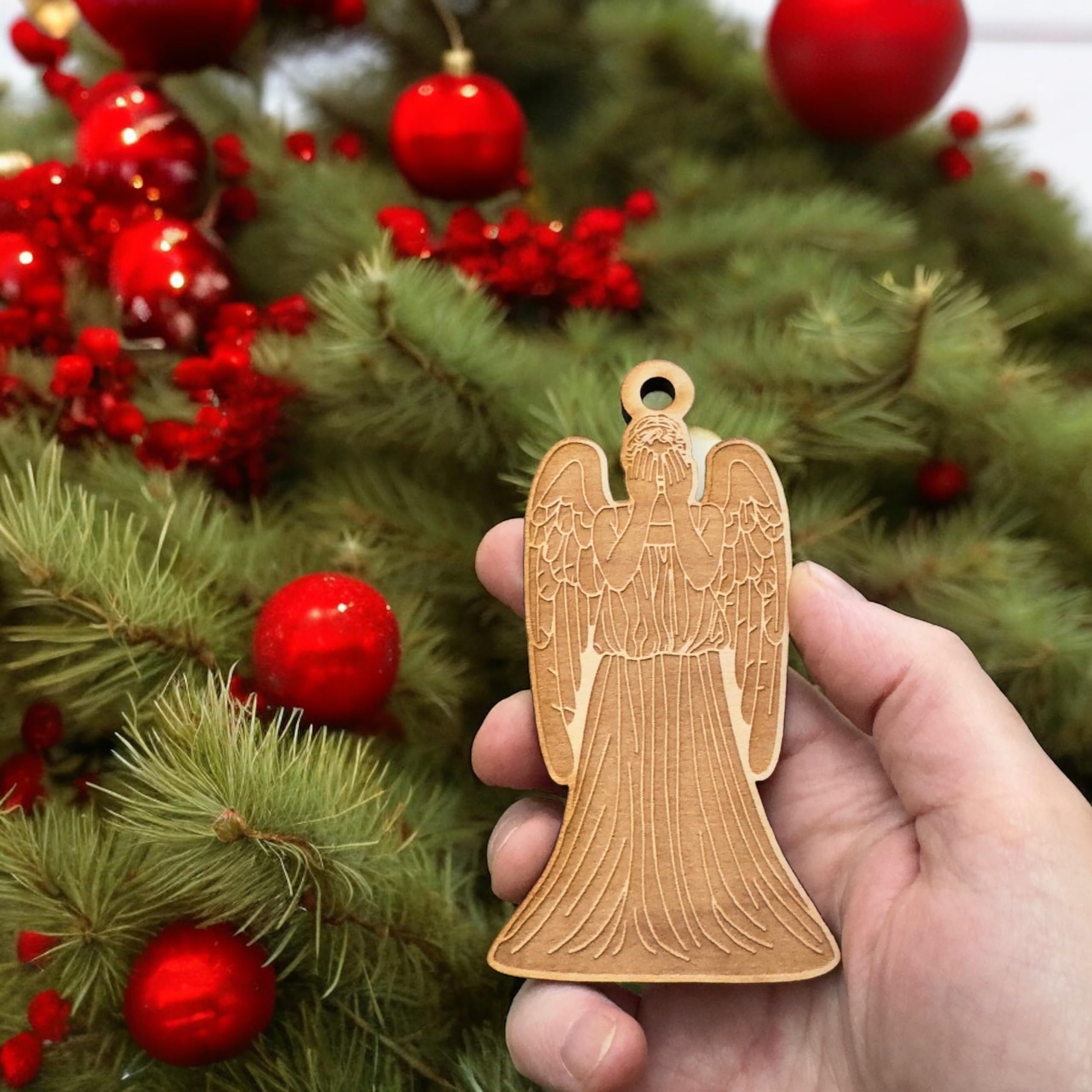 Holiday ornament maple wood size 4x2 inches