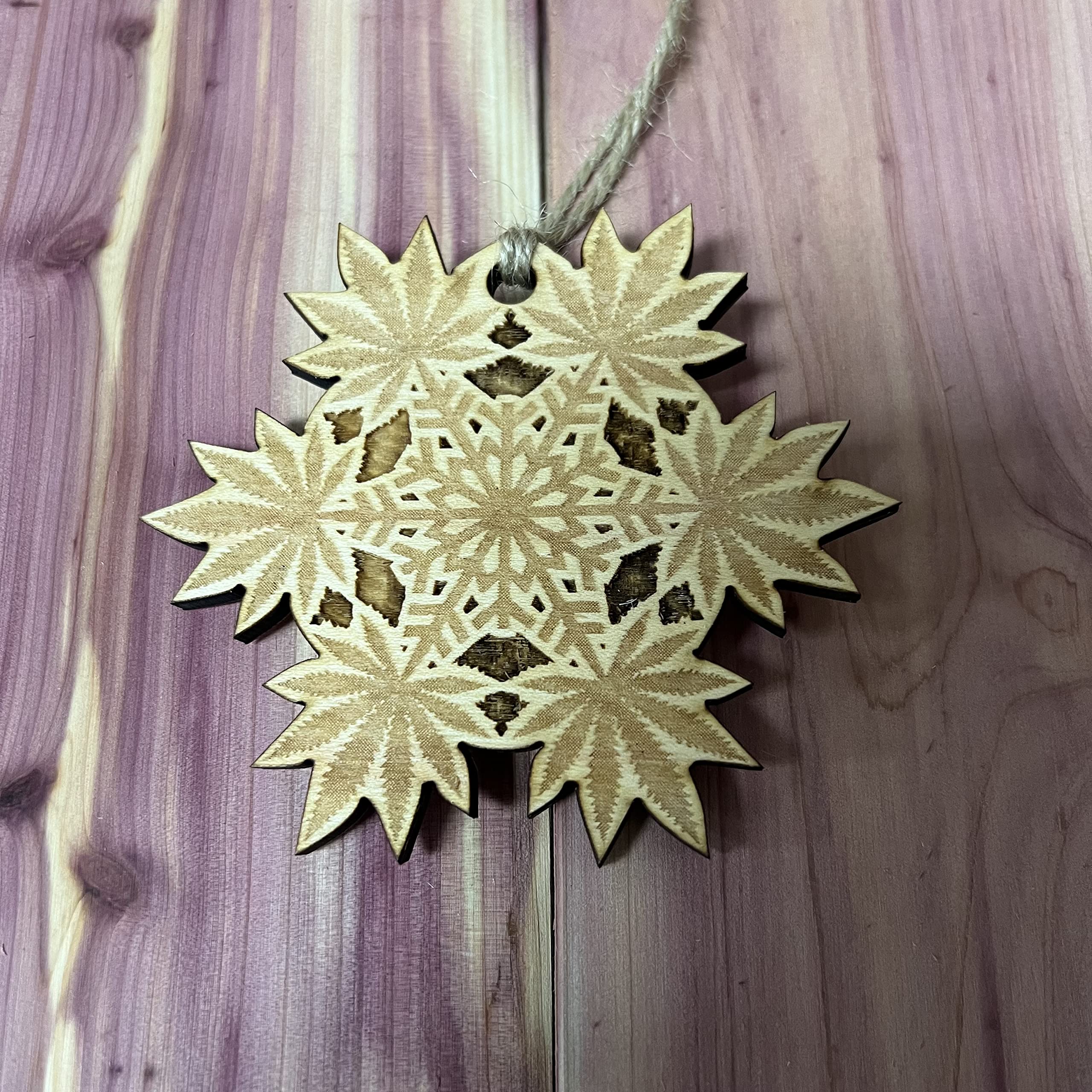 Christmas gift ornament Pot Snowflake raw wood 3x3in