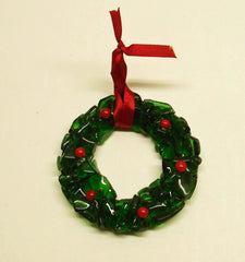Circular wreath formed from fused bottle glass