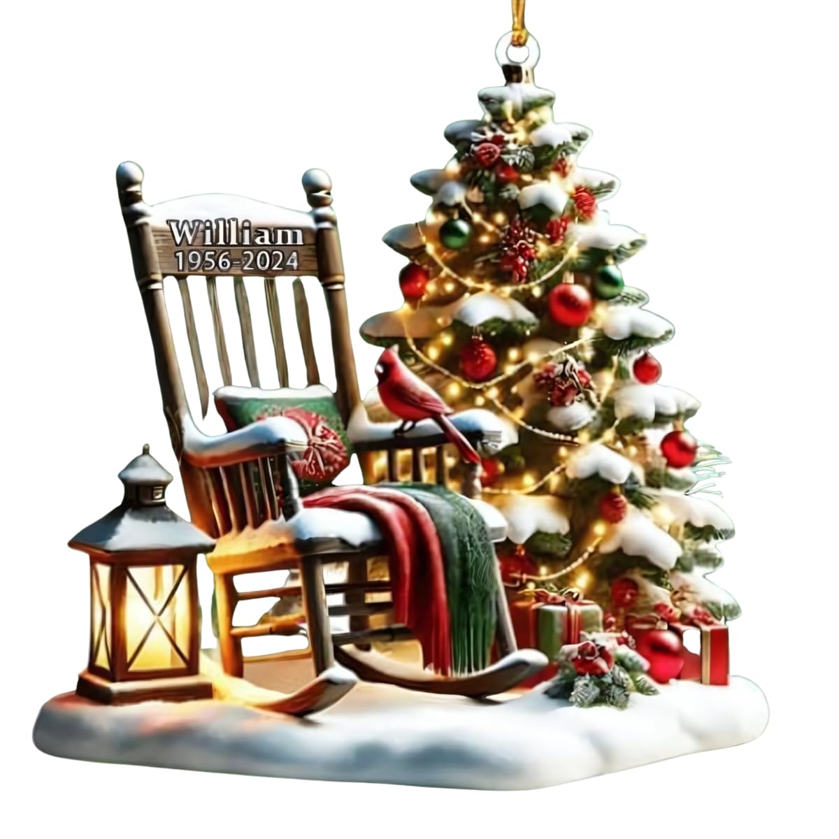 Christmas in Heaven memorial ornament 2D flat design with name and year