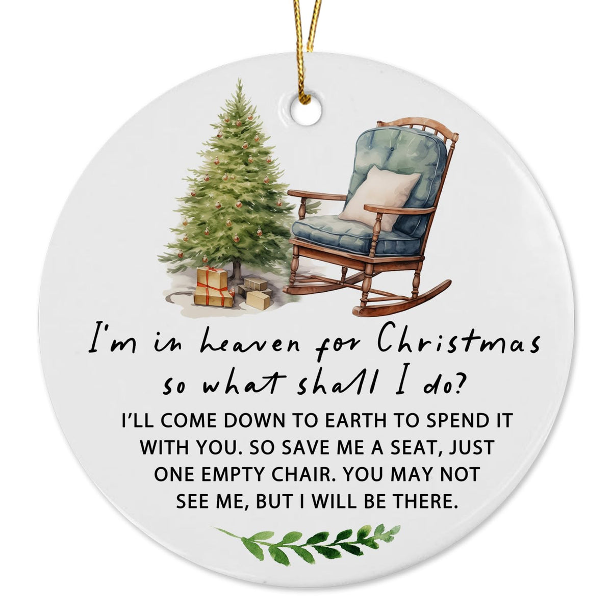 Christmas in Heaven Memorial Ornament white ceramic 3 inch size