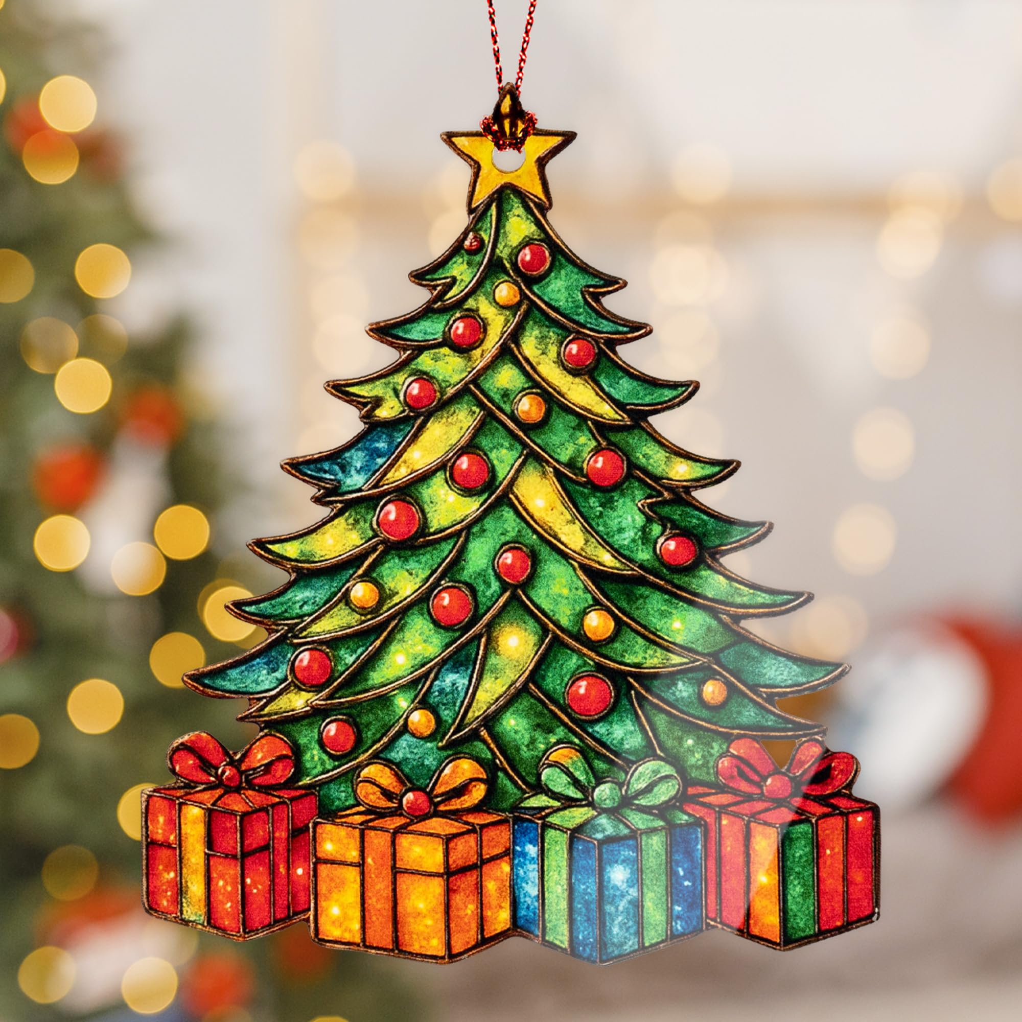 Christmas Ornament 2025 with stained glass style suncatcher