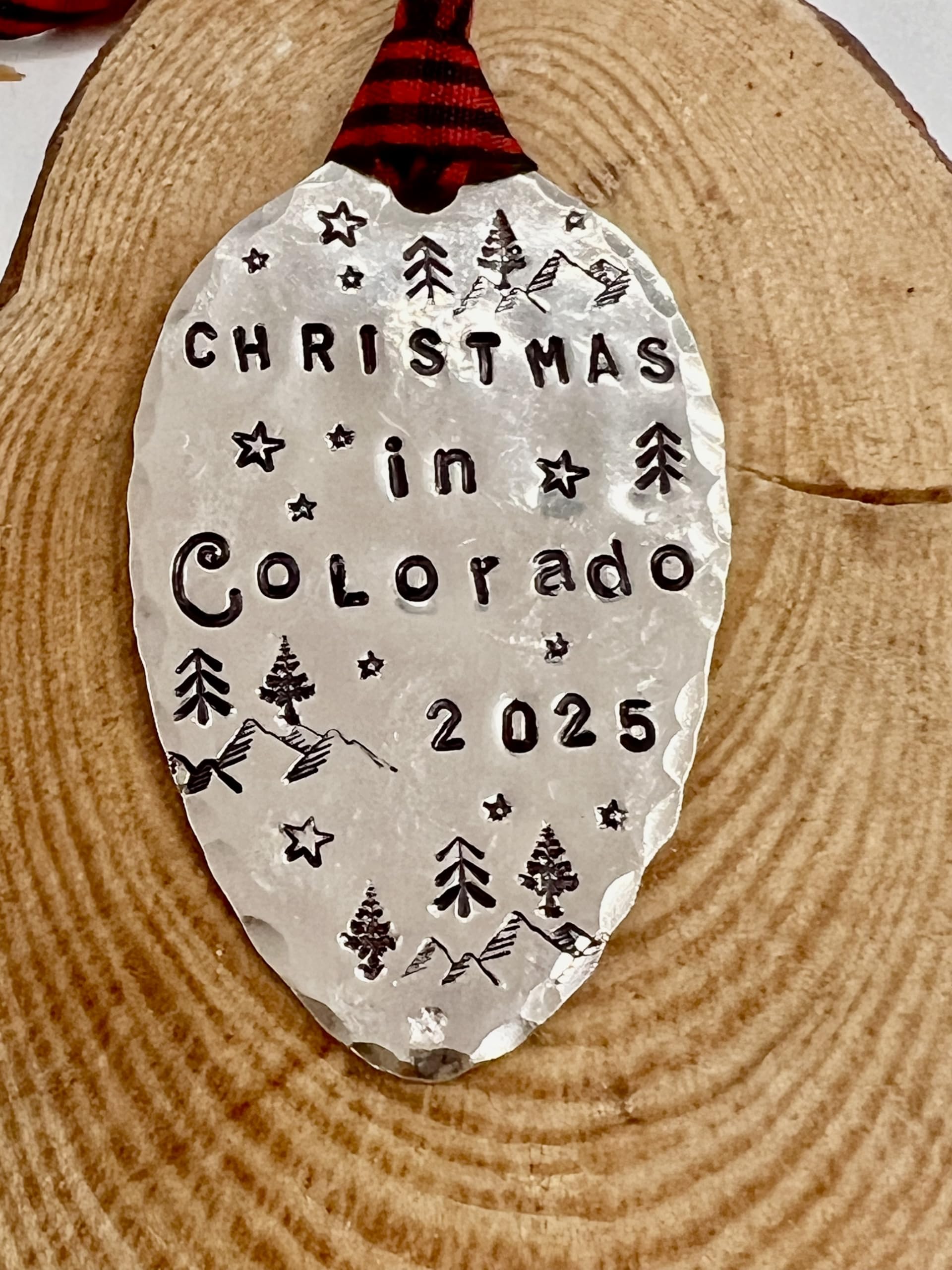 Buffalo check ribbon ornament for Christmas in Colorado