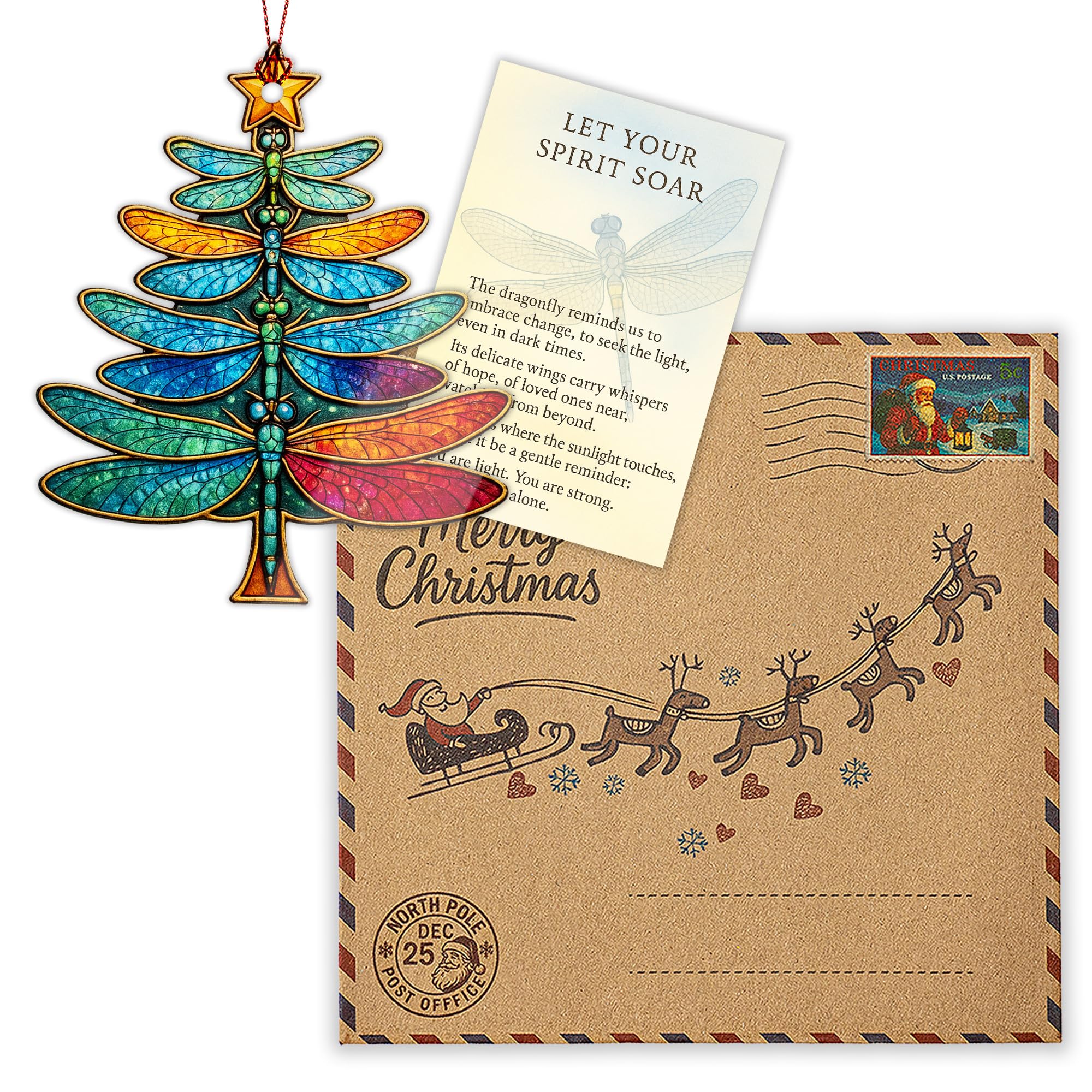 Dagonfly Ornament ready to gift with story card packaging