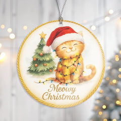 Ready to gift cat ornament packaging and card