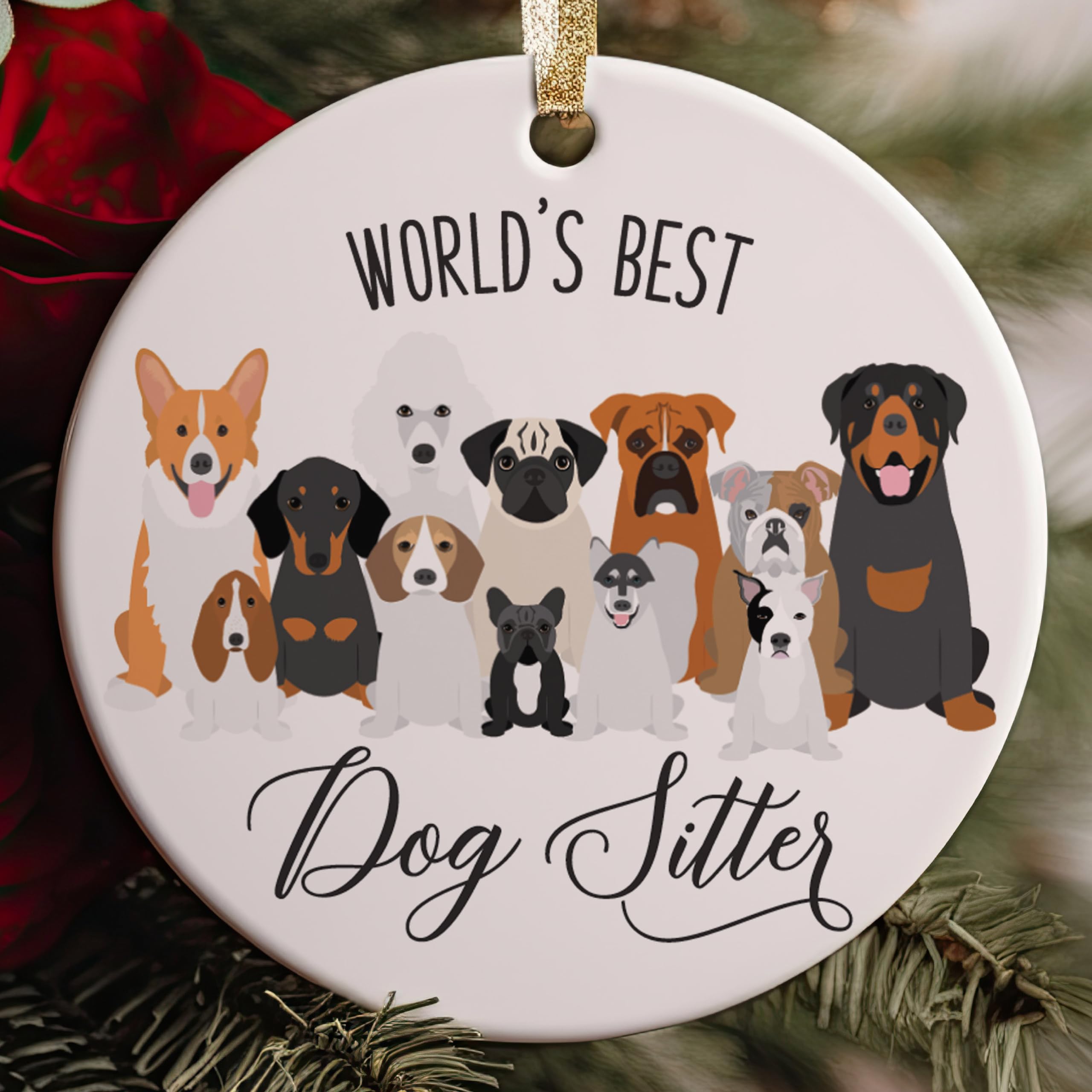 Gift-ready dog ornament with coordinating gift box and To From tag