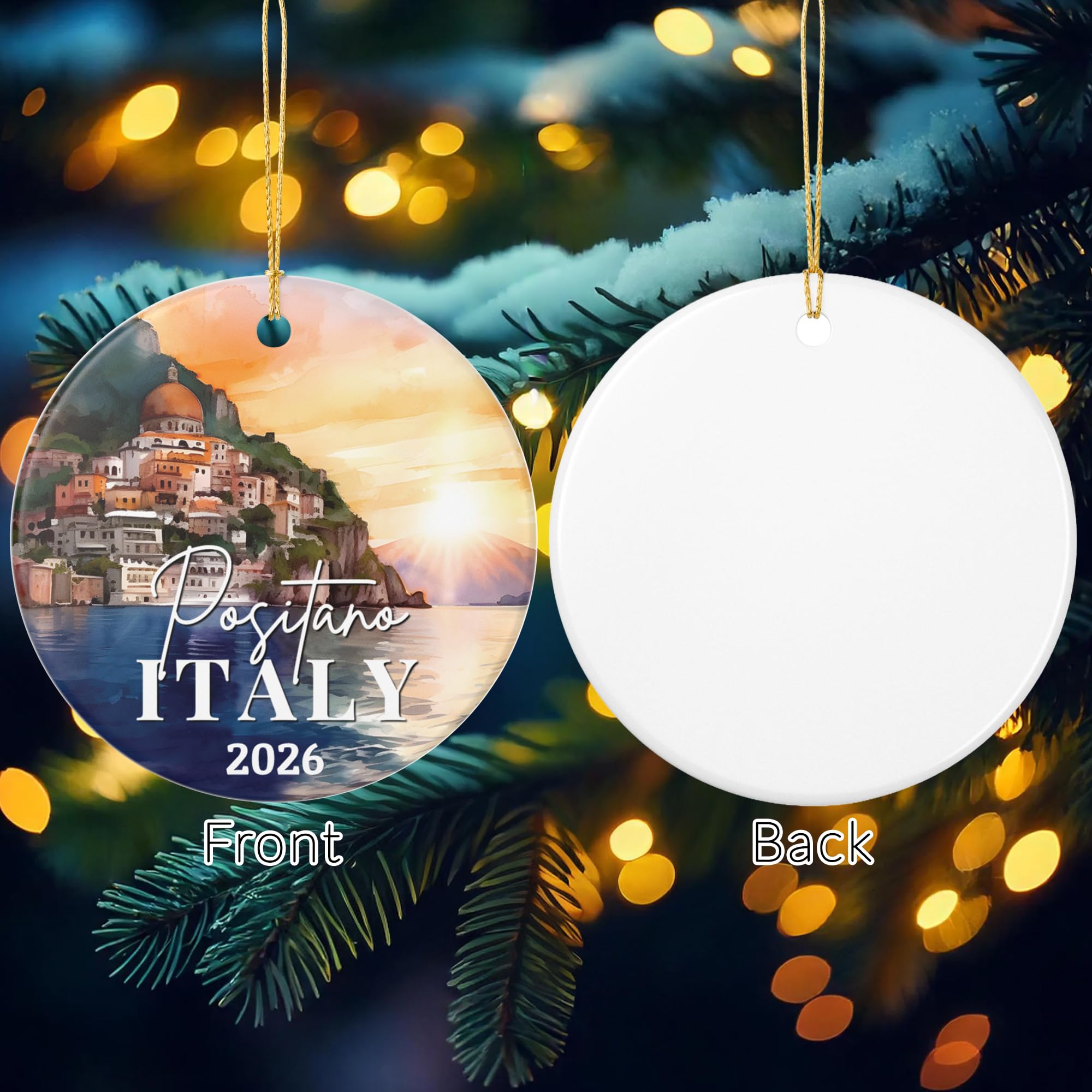 Glossy round ceramic ornament 3 inch diameter