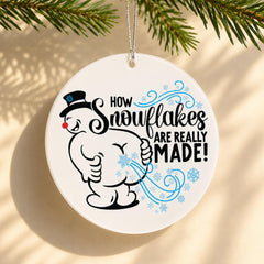 Snowman ornament 2026 with glossy mica print