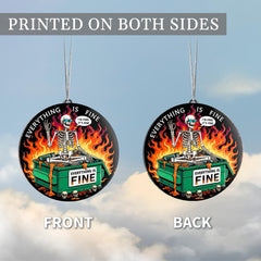 Christmas tree dumpster fire ornament with humorous design