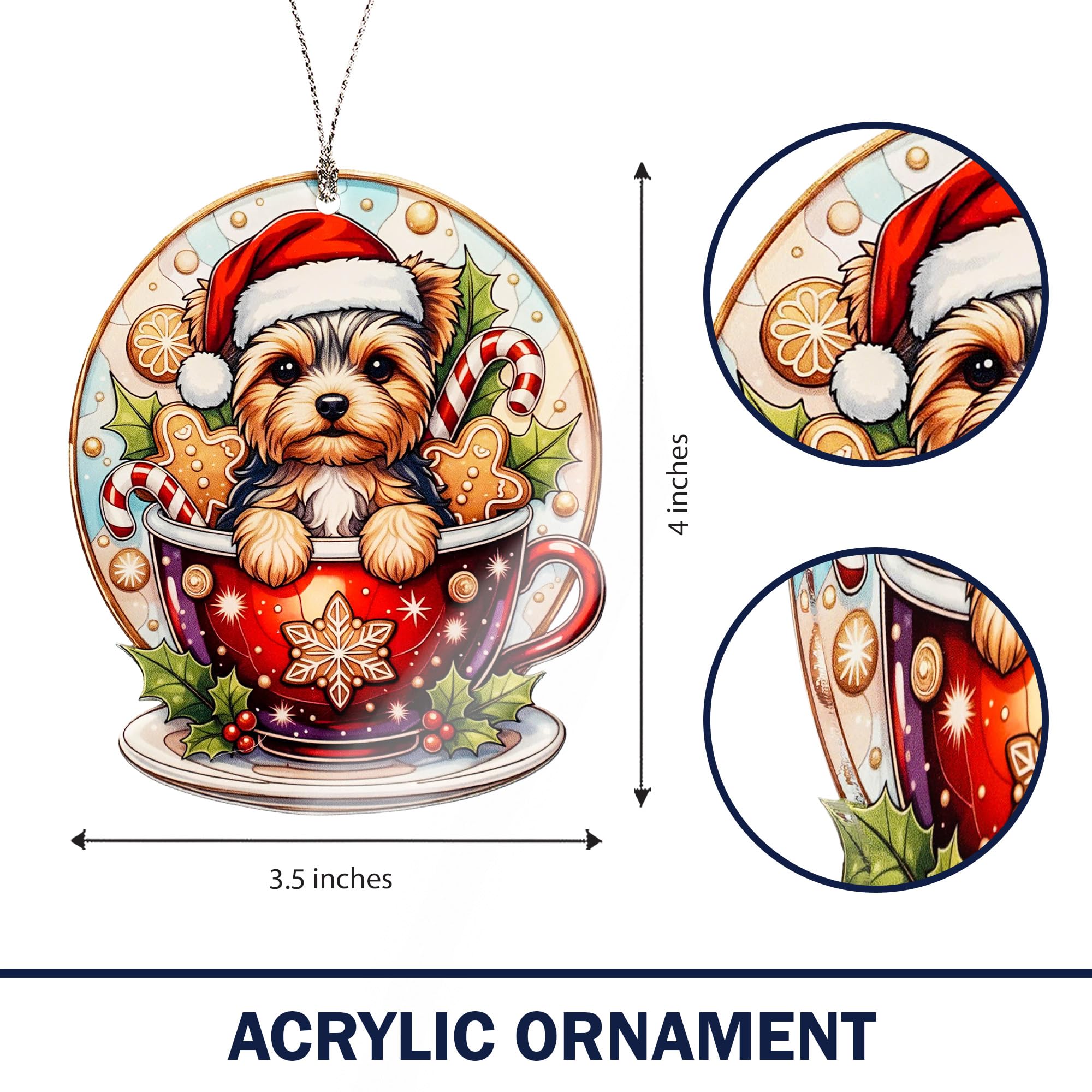 Christmas Puppy Decor ornament with festive colors