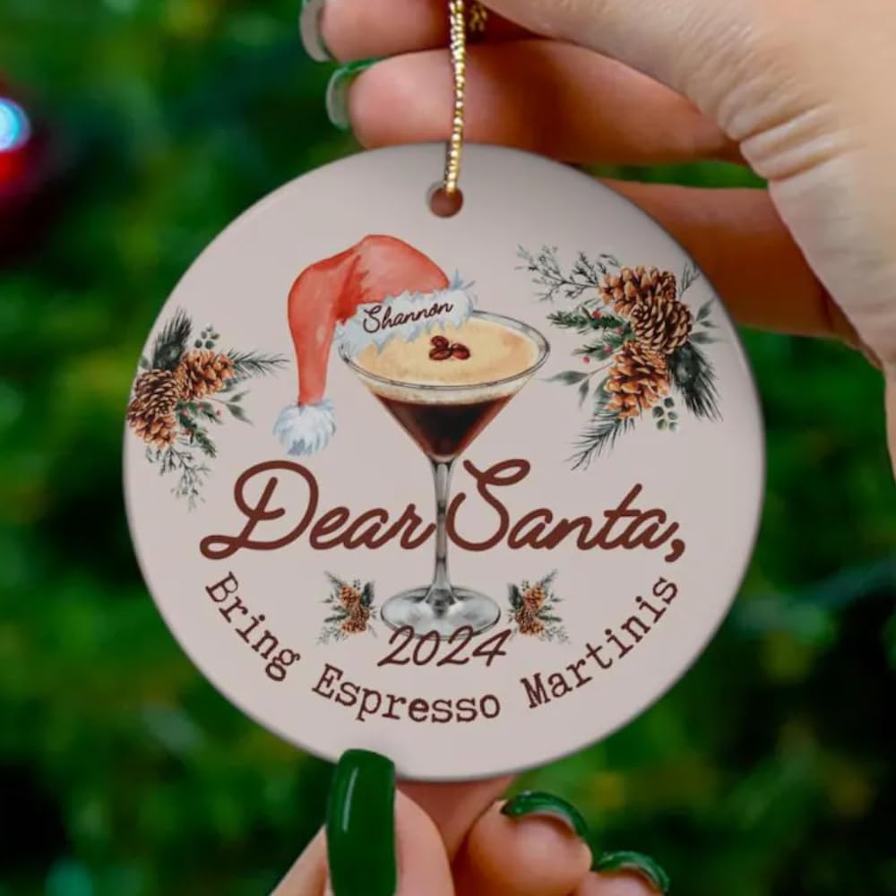 Giftable ceramic Espresso Martininis Ornament for martini fans