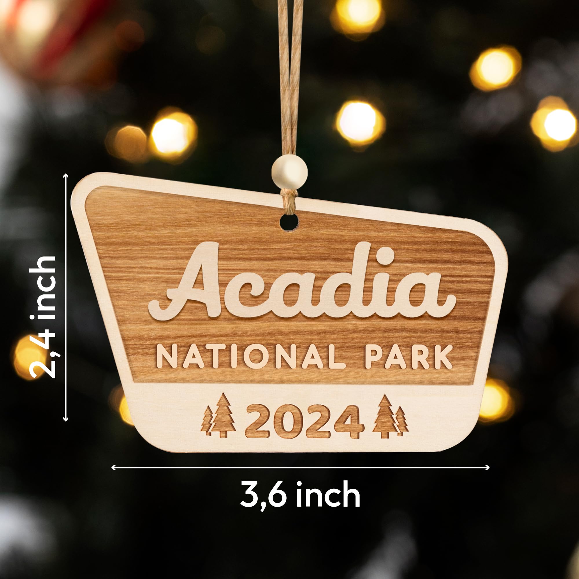 Wood ornament for National Parks Acadia display 2024