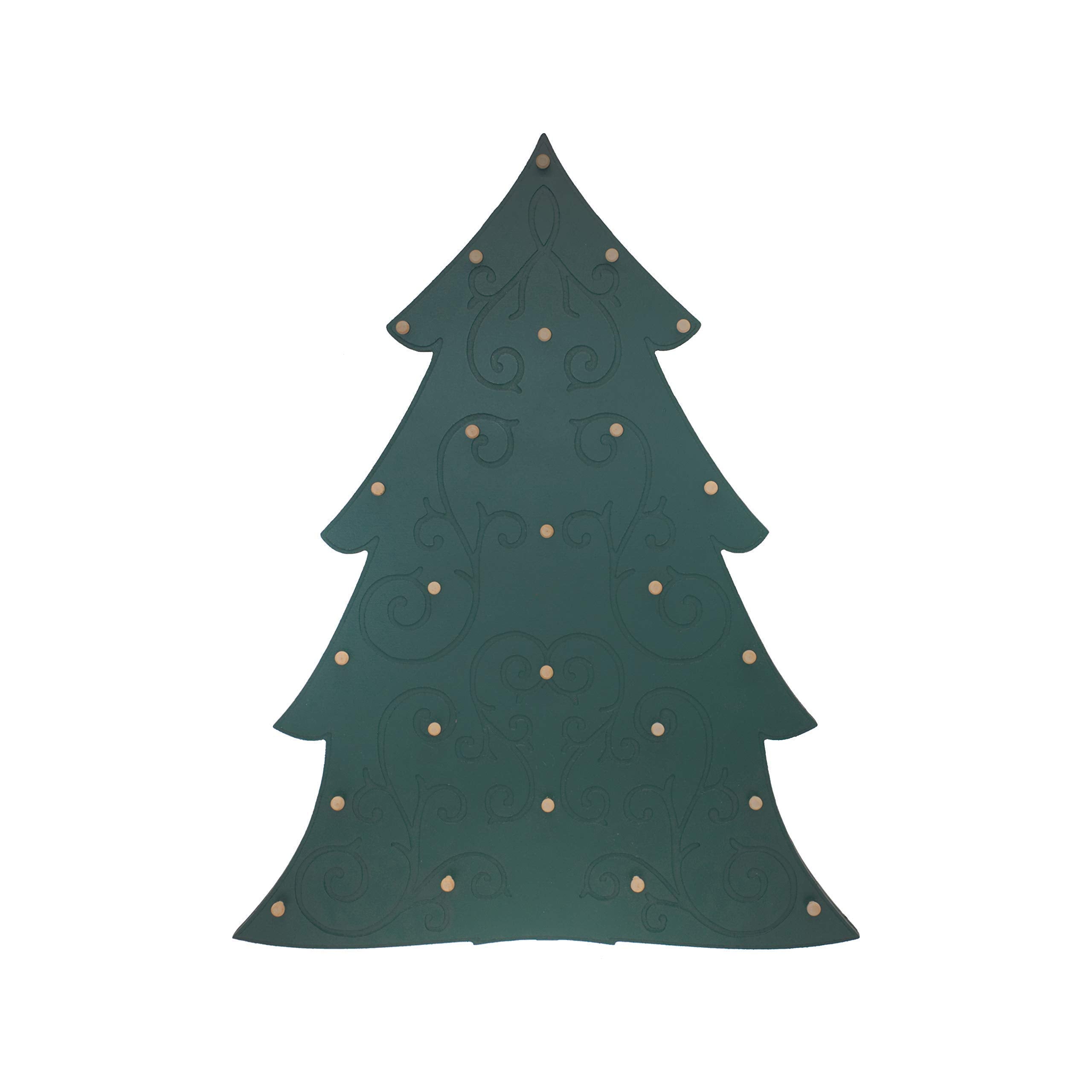 Flat MDF Christmas Tree ornament display for wall with 25 pegs