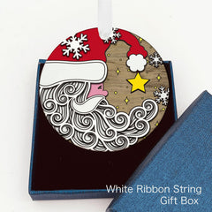 Christmas tree ornament Santa Moon on glossy white ceramic