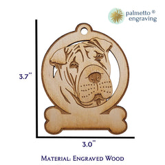 Christmas tree ornament Shar Pei dog memorial