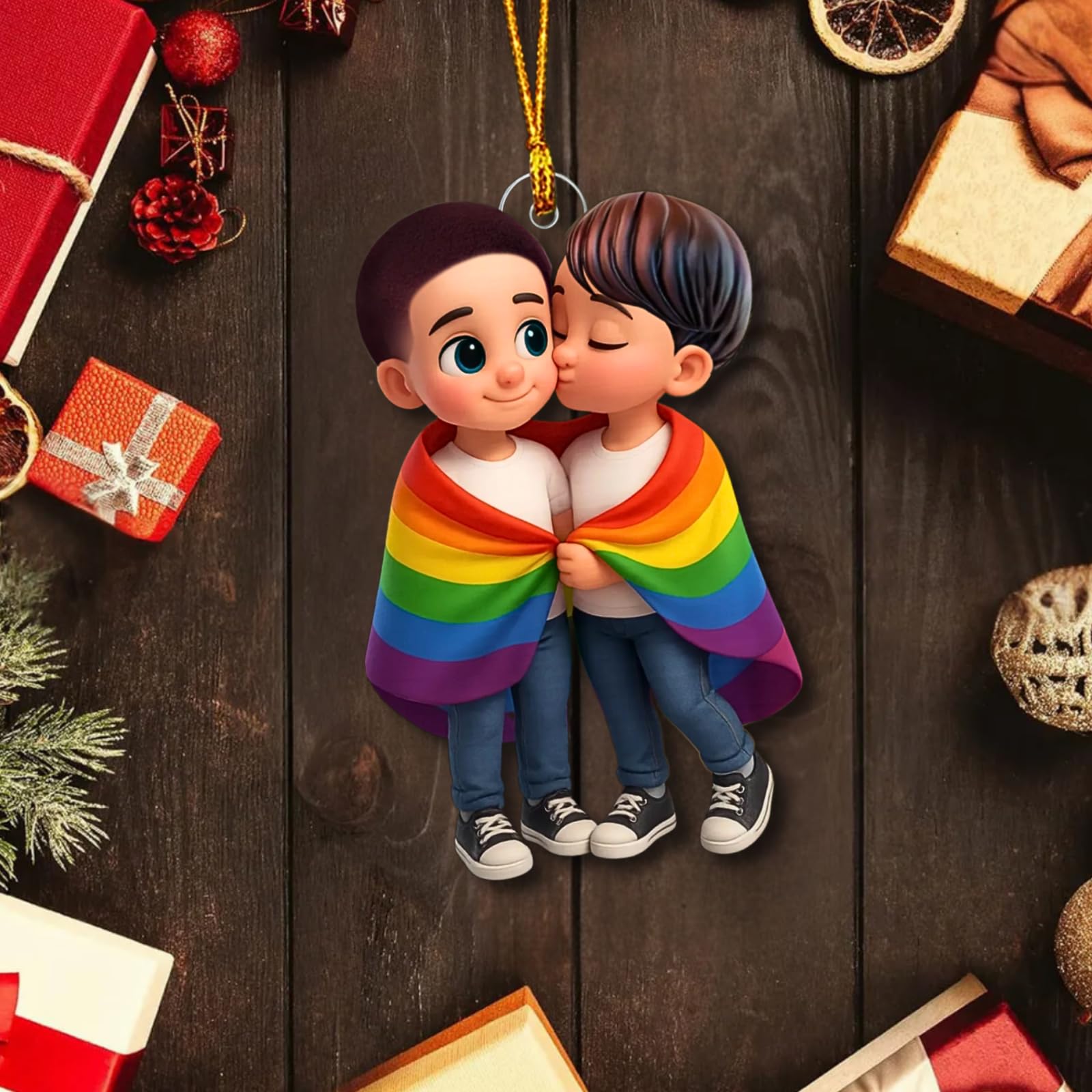 Christmas tree Pride ornament product packaging