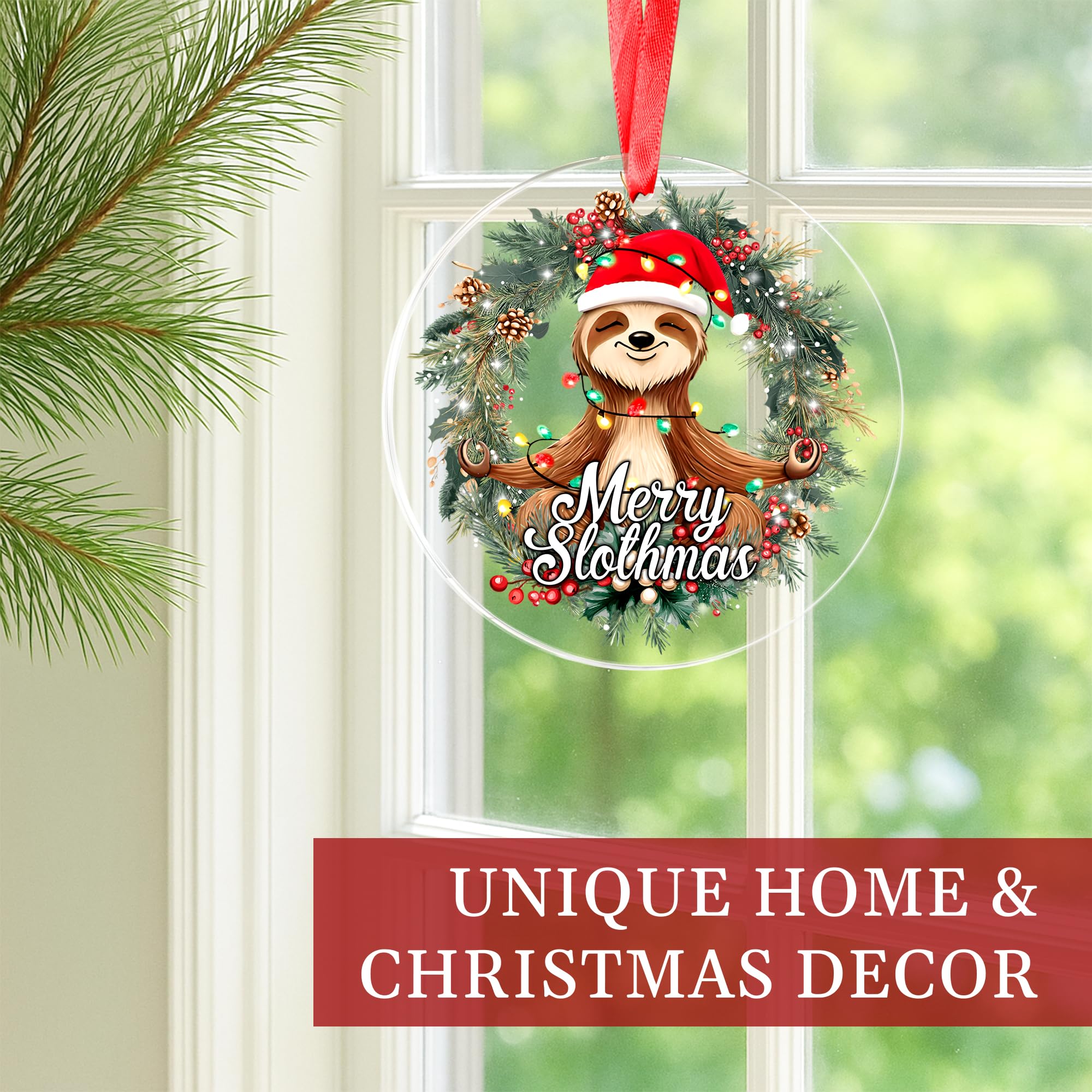 Sloth ornament for Christmas tree garlands and wreaths