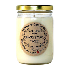 Christmas Tree Soy Candle 12oz clear glass jar with gold lid
