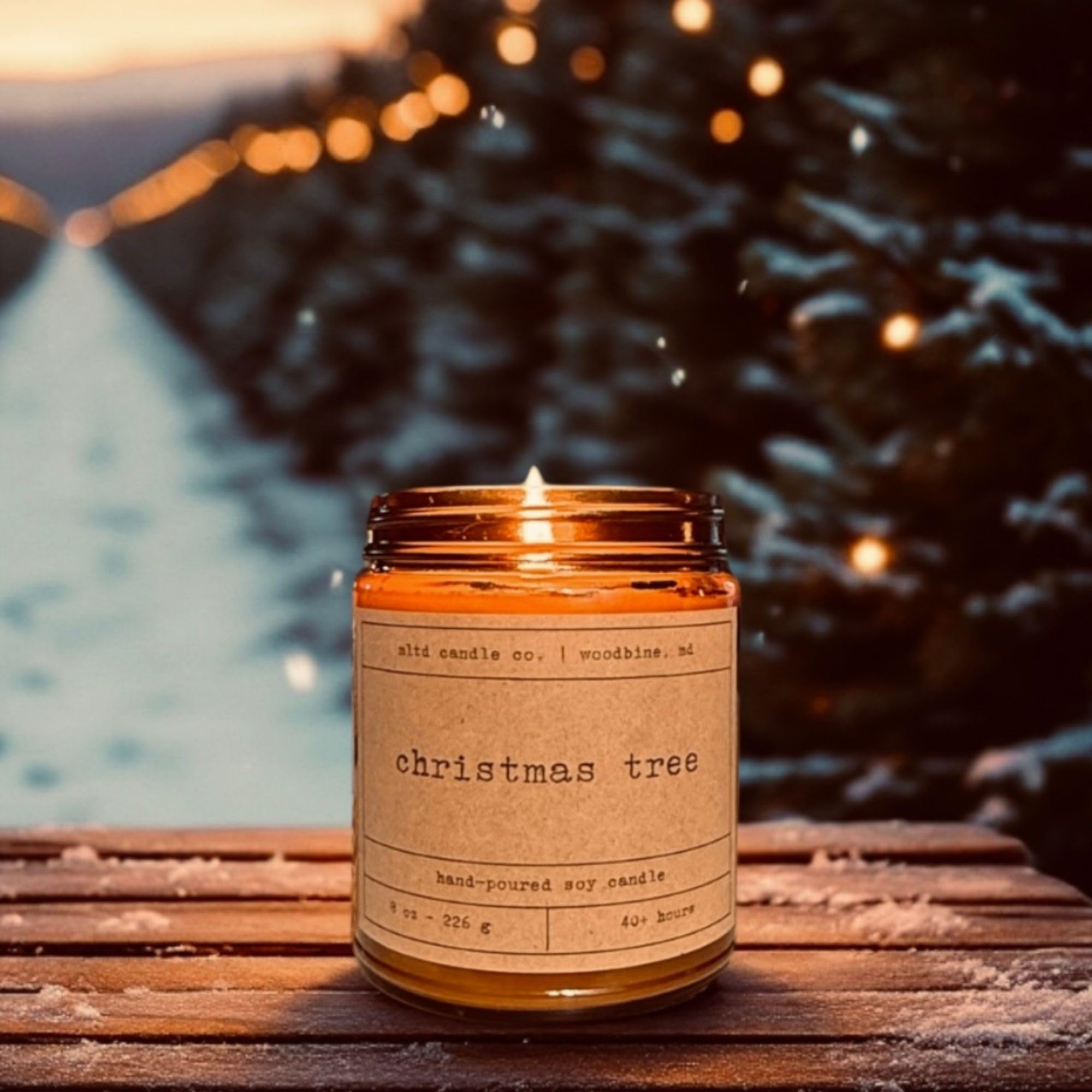 Fraser Fir Sweet Pine scented soy candle hand-poured in USA 8 oz