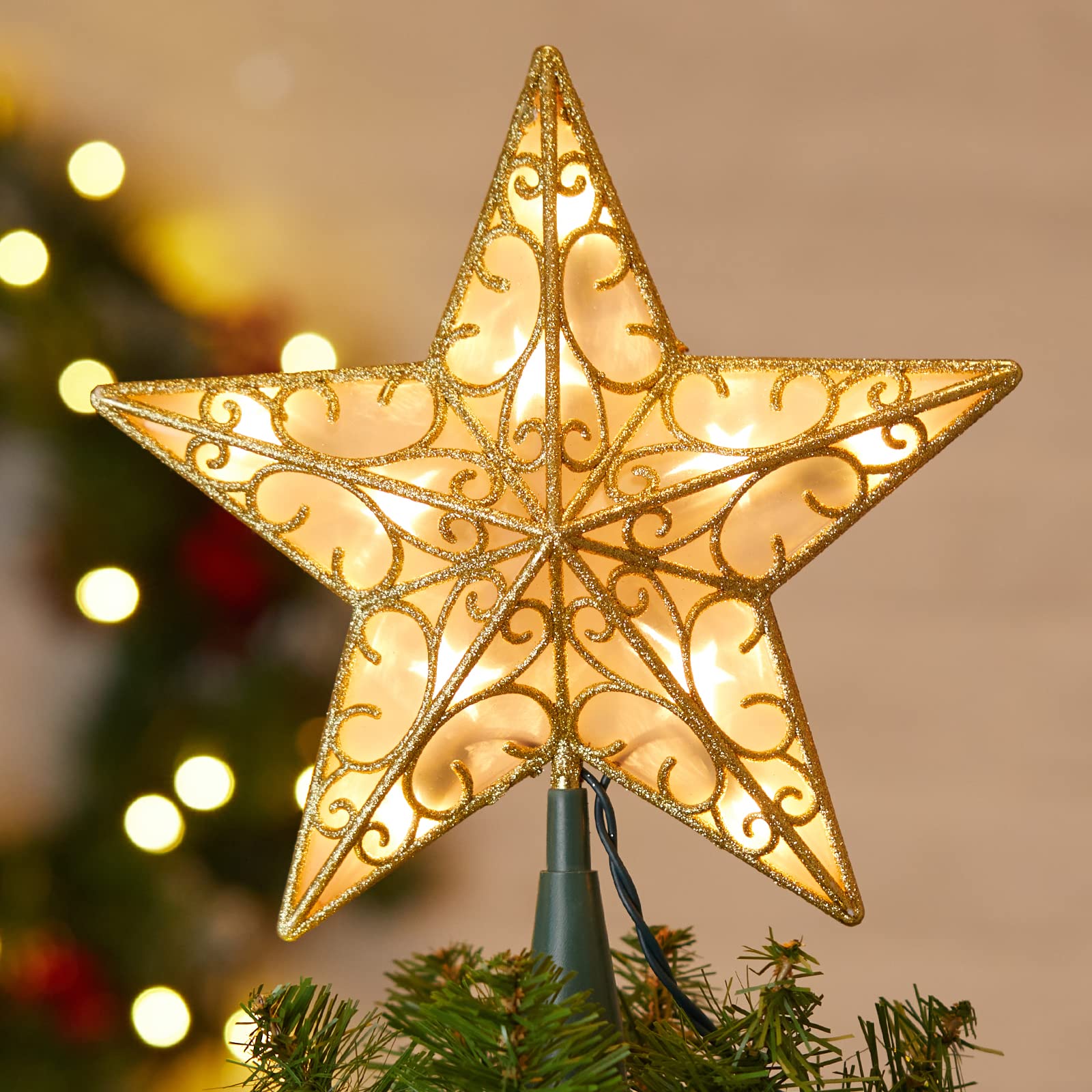 Brightown christmas star topper with 10 replaceable bulbs