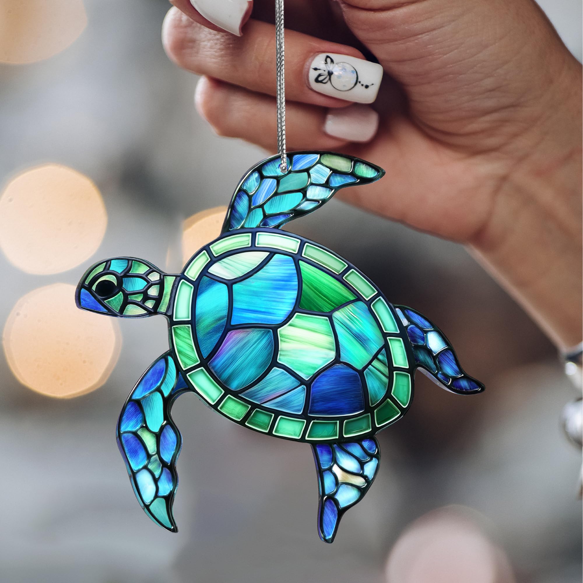 Christmas tree sea turtle ornament with coastal motif