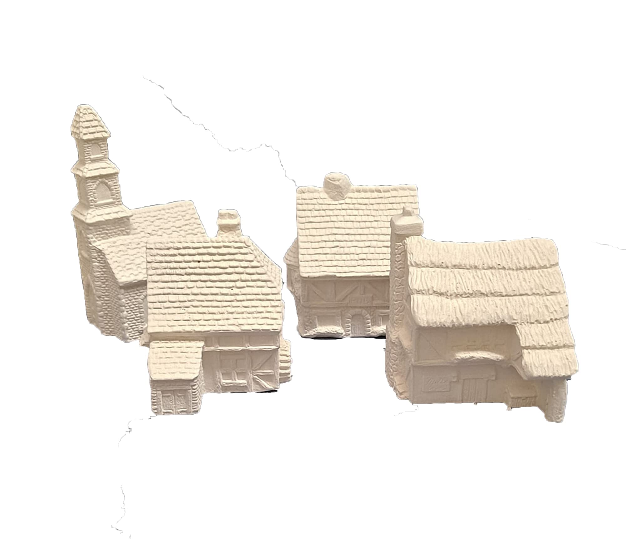 Christmas Village 3-5 inch set of 4 ceramic bisque ready to paint