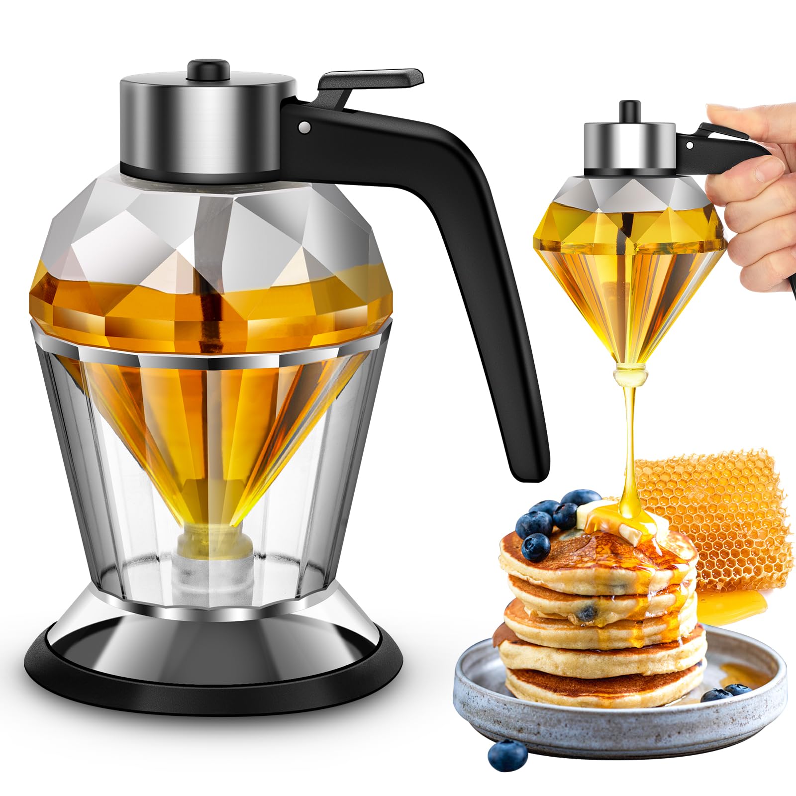 Christoy Honey Dispenser with Stand glass jar