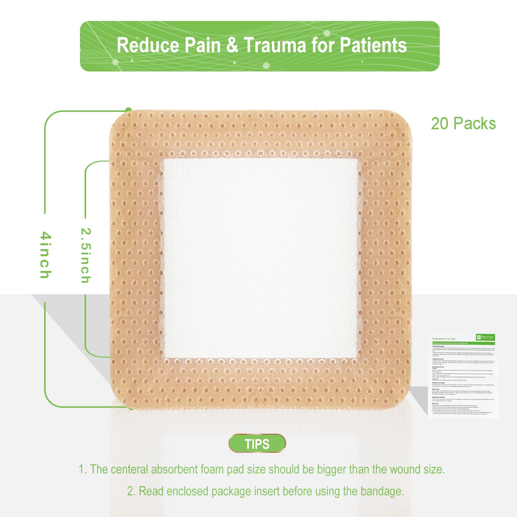 4x4 inch dressing size with 20 packs NeuHeils