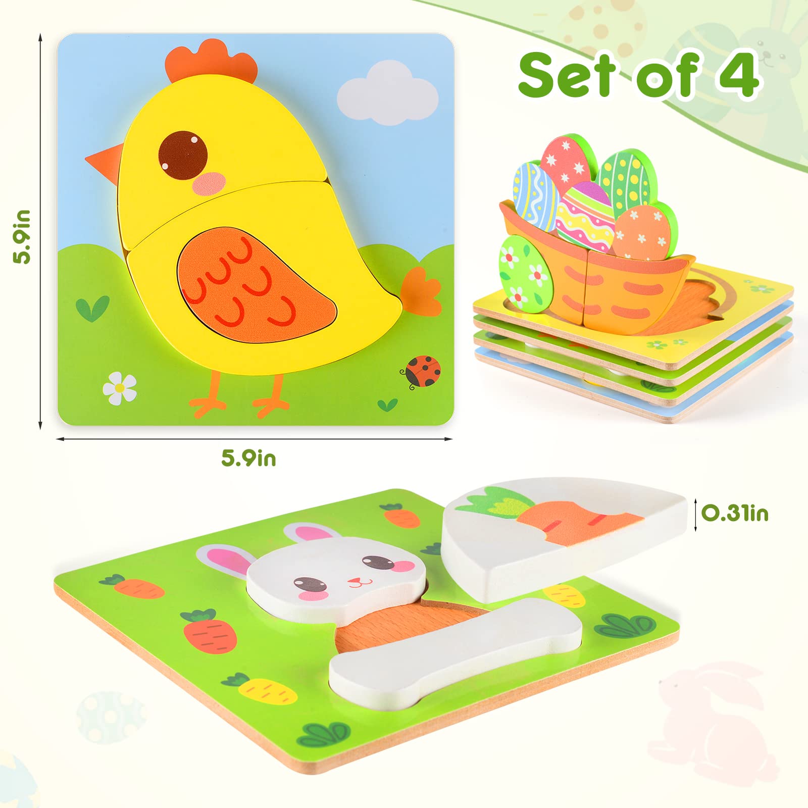 Educational wooden puzzles package suitable as Easter gifts
