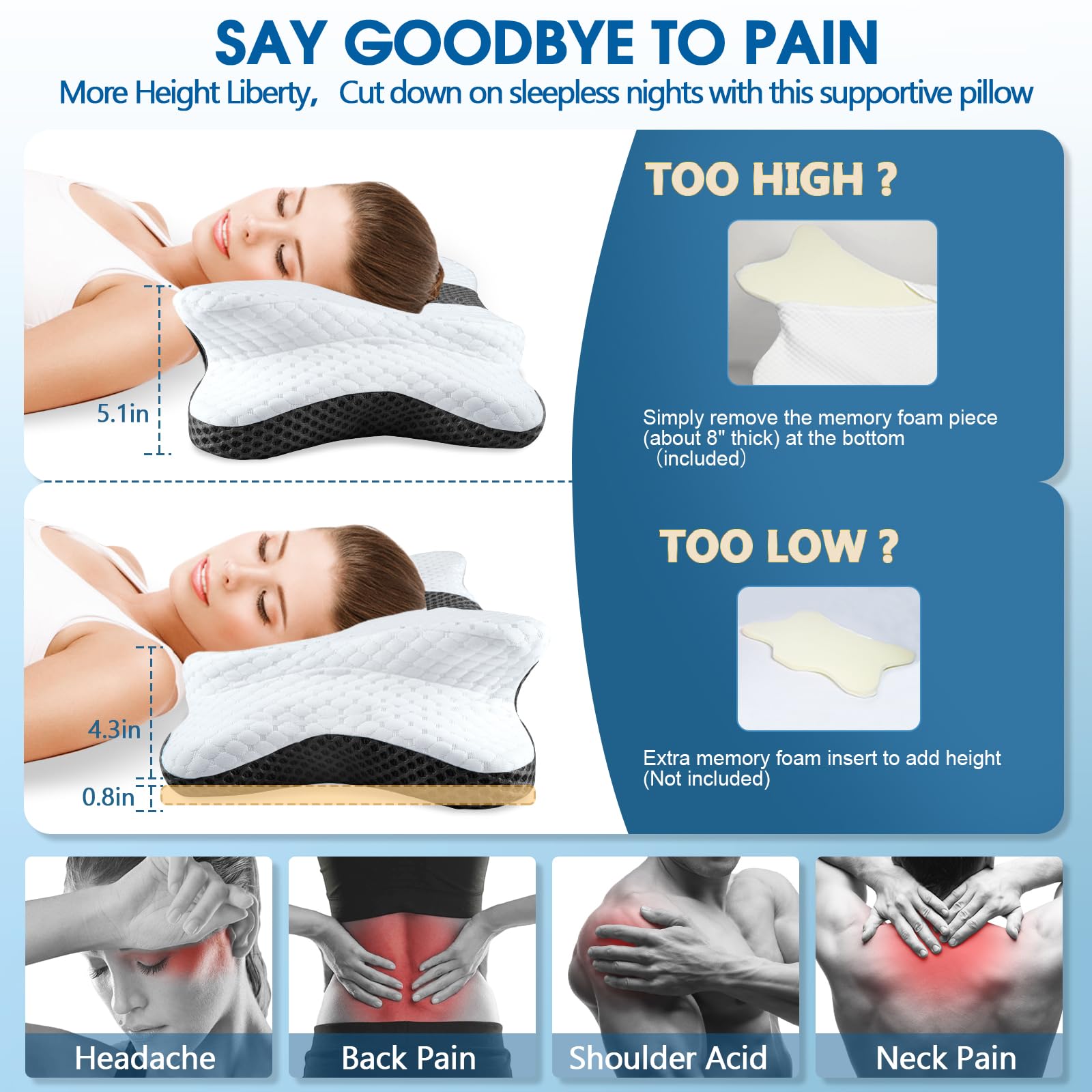 CHxxy cervical pillow neck and shoulder relief