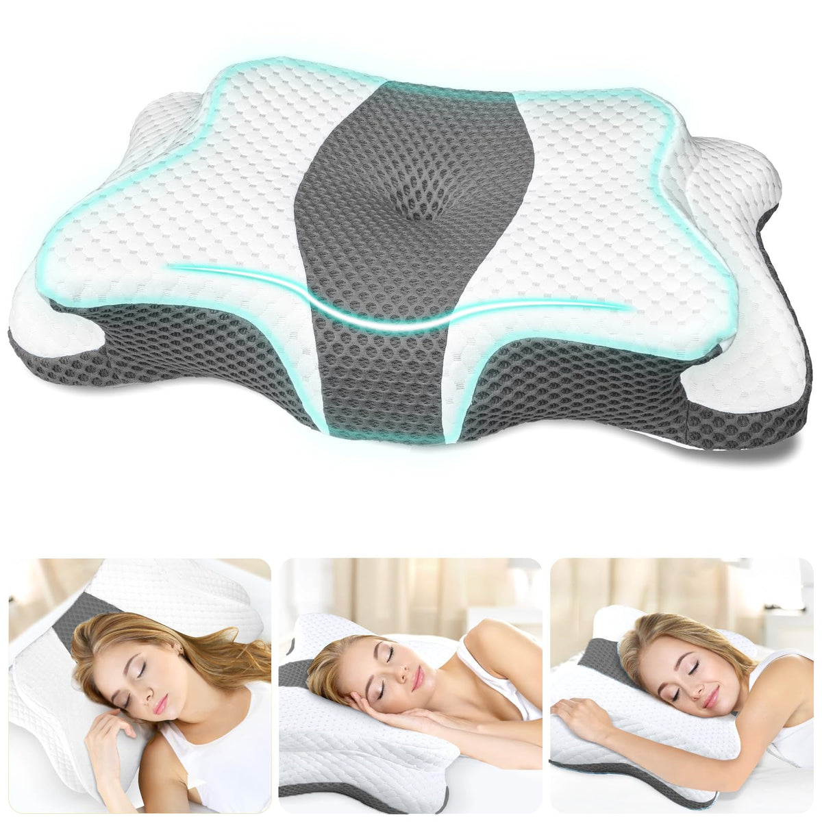 CHxxy memory foam pillow neck contour for side sleeper