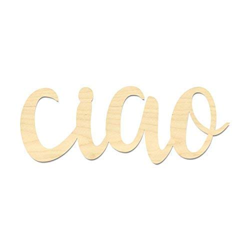 Ciao Sign Italian Hello Sign laser cut maple plywood 12x4.5 inches