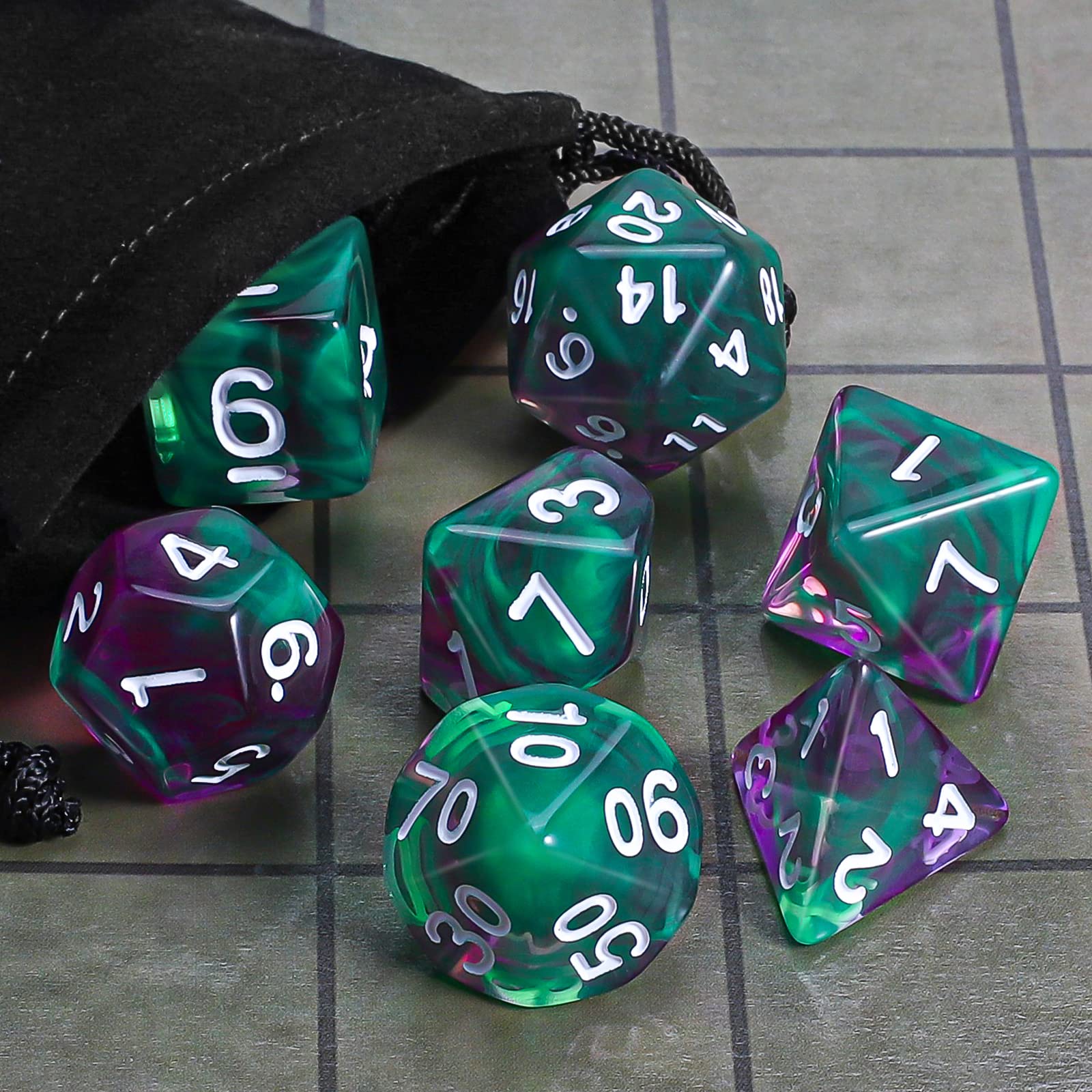 D6 die CiaraQ 7pcs polyhedral dice set