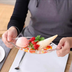 Clear glass bowls for ice cream sundaes and fruit salads