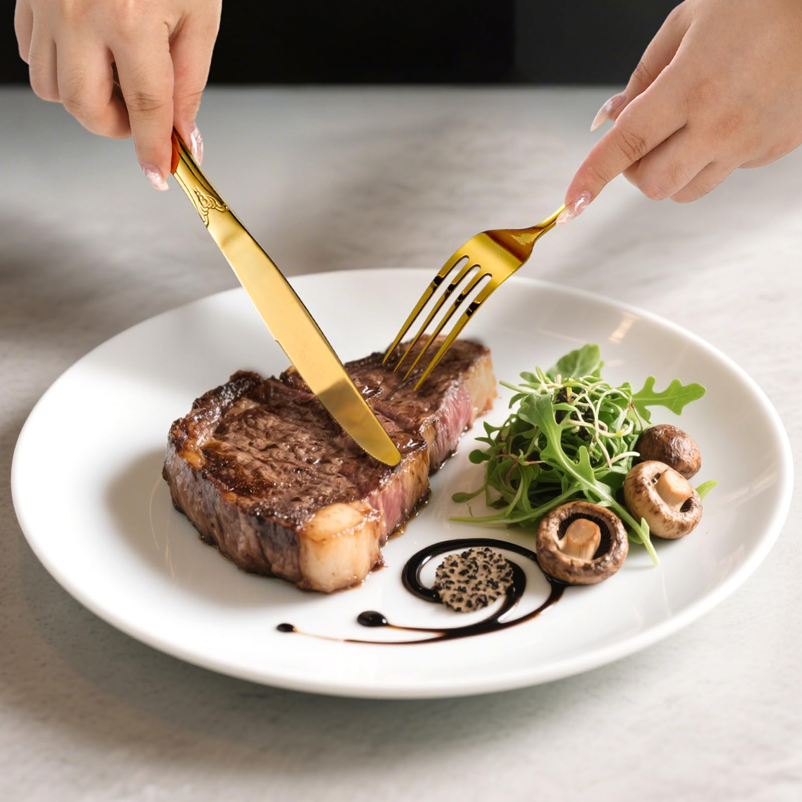 Stainless steel gold dining utensils anti-rust durable