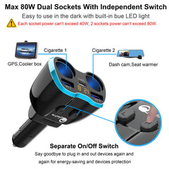LED voltmeter display on cigarette lighter splitter