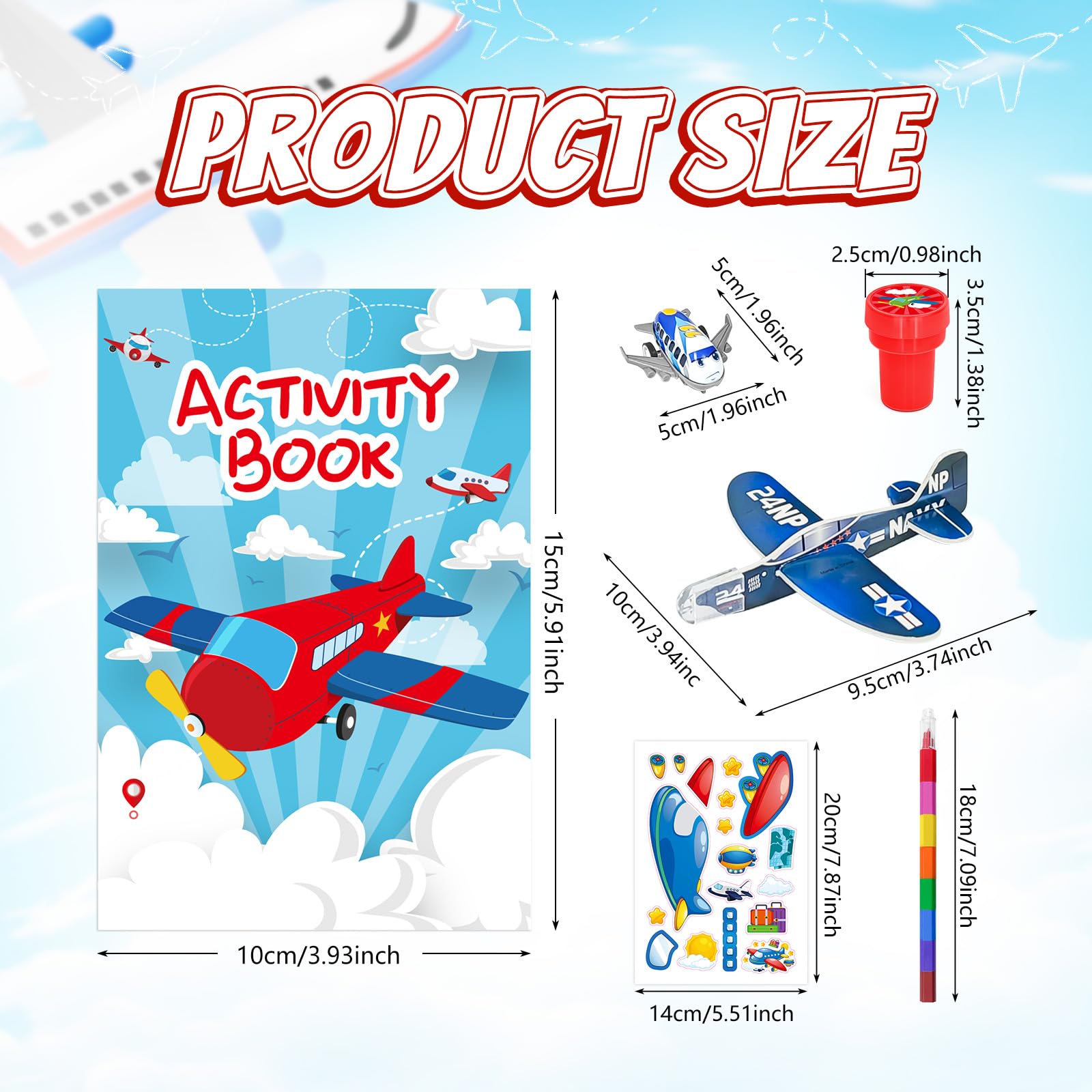 72 piece airplane activity kit contents overview