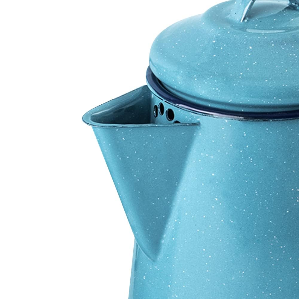 Enamelware coffee pot compatible with stovetops ovens direct fire