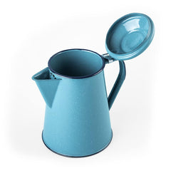 Cinsa enamelware coffee pot turquoise 8cups side view