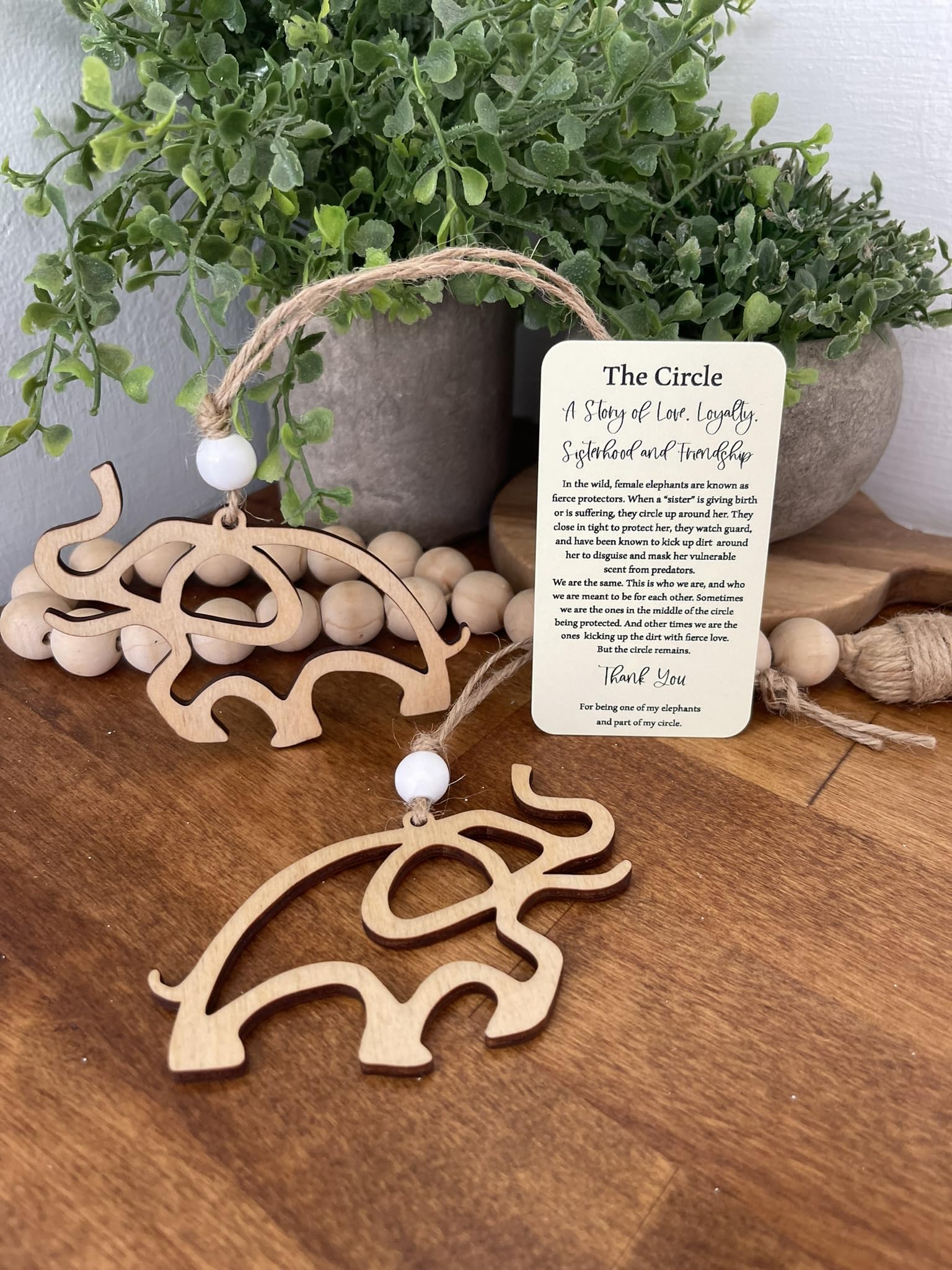 Elephant ornament with card and cotton pouch for gifting