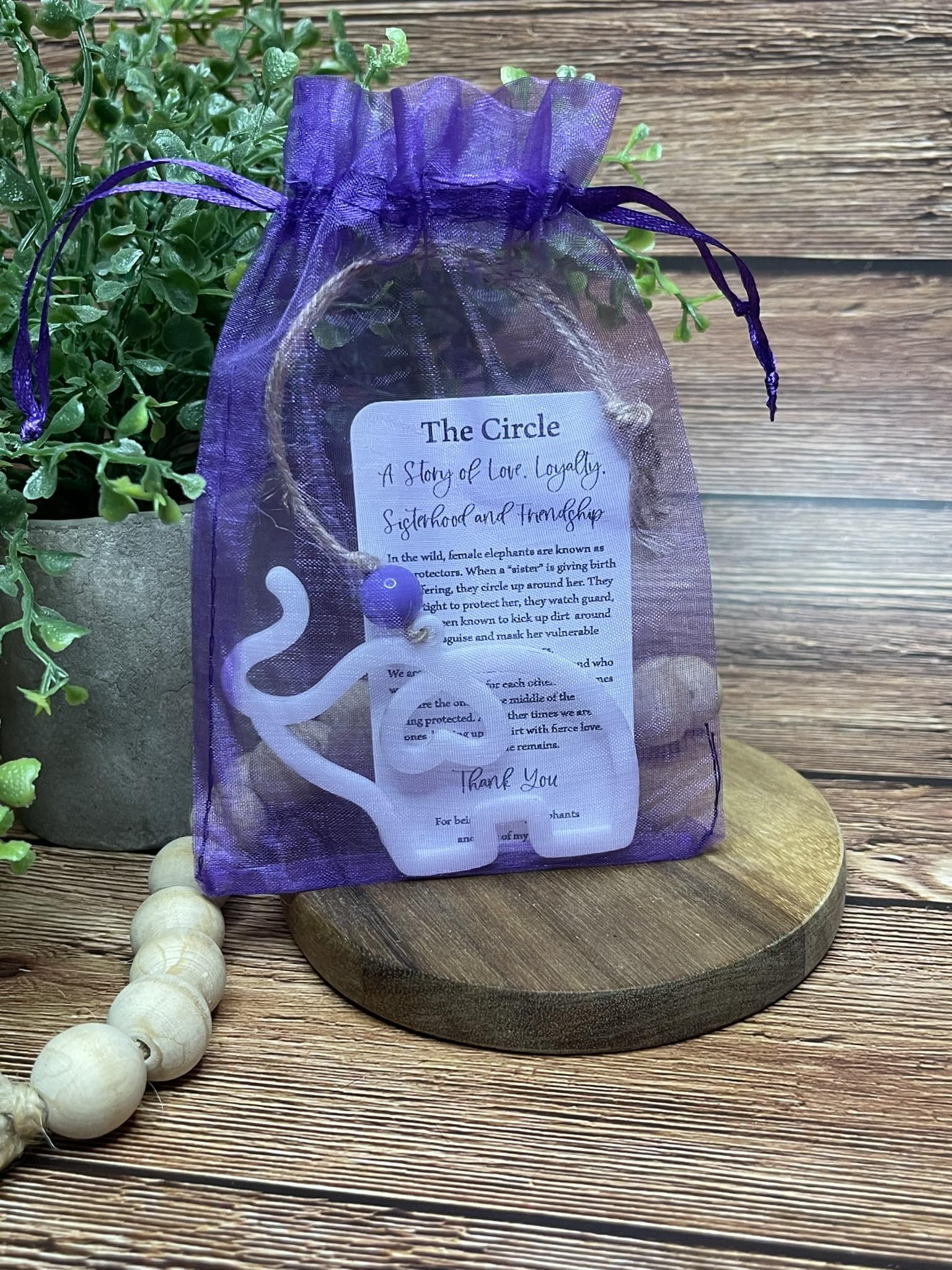 3x3 inch circle elephant ornament ready for gifting