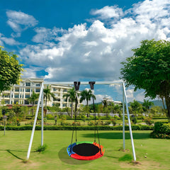 All-weather HDPE saucer swing seat resistant to water and sun