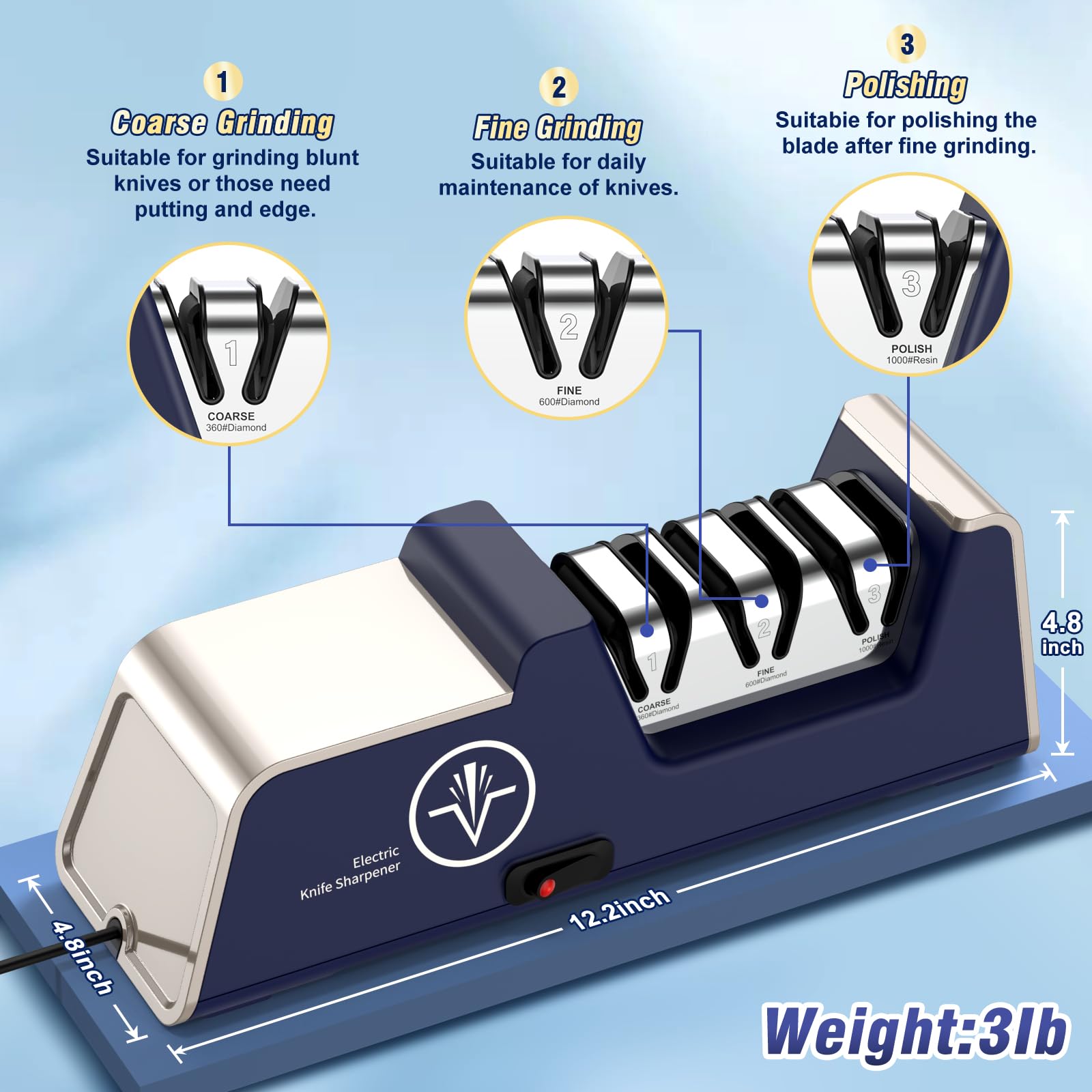 Diamond abrasive sharpening for straight and serrated blades Citcgo