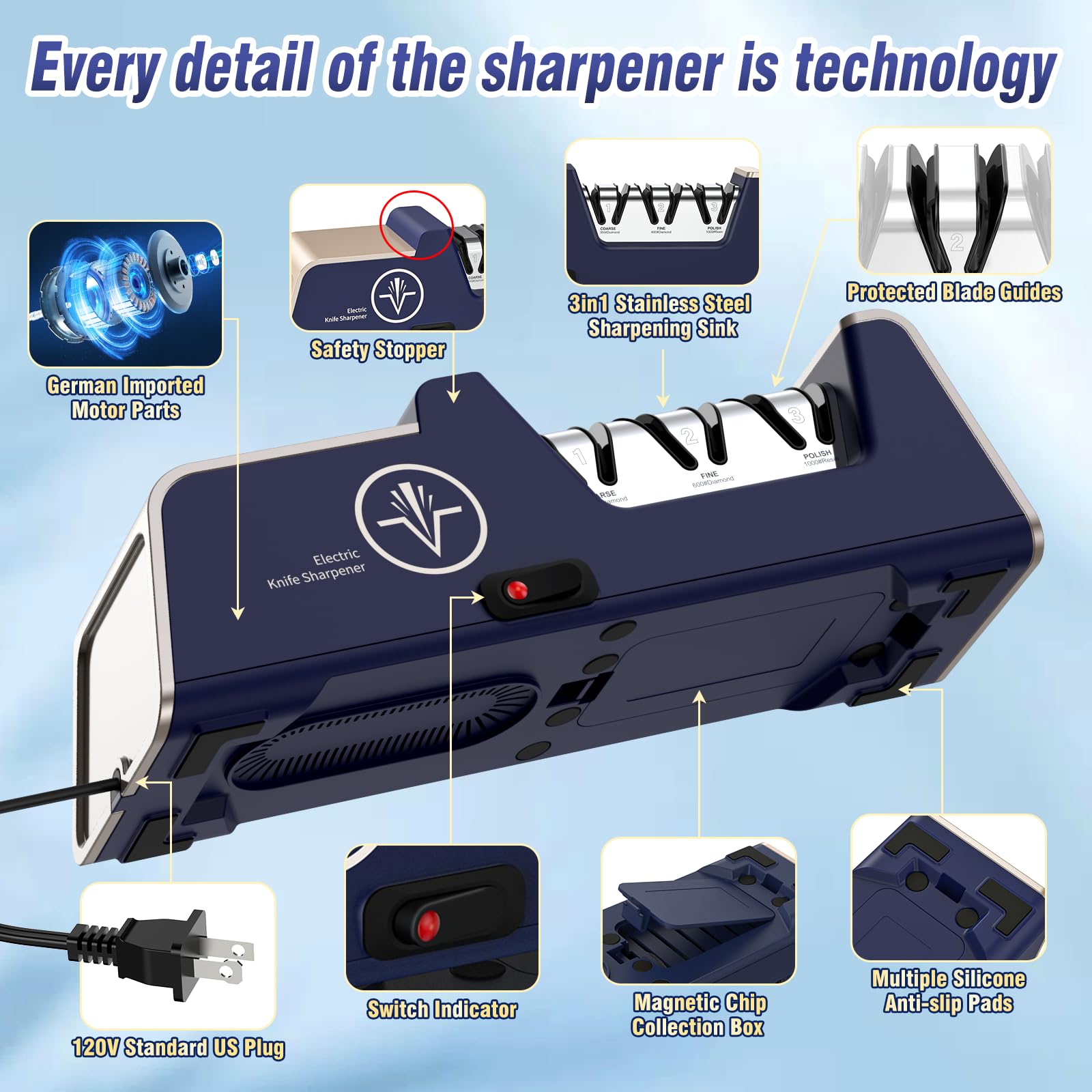 Household knife sharpener Citcgo for bone choppers and fruit knives