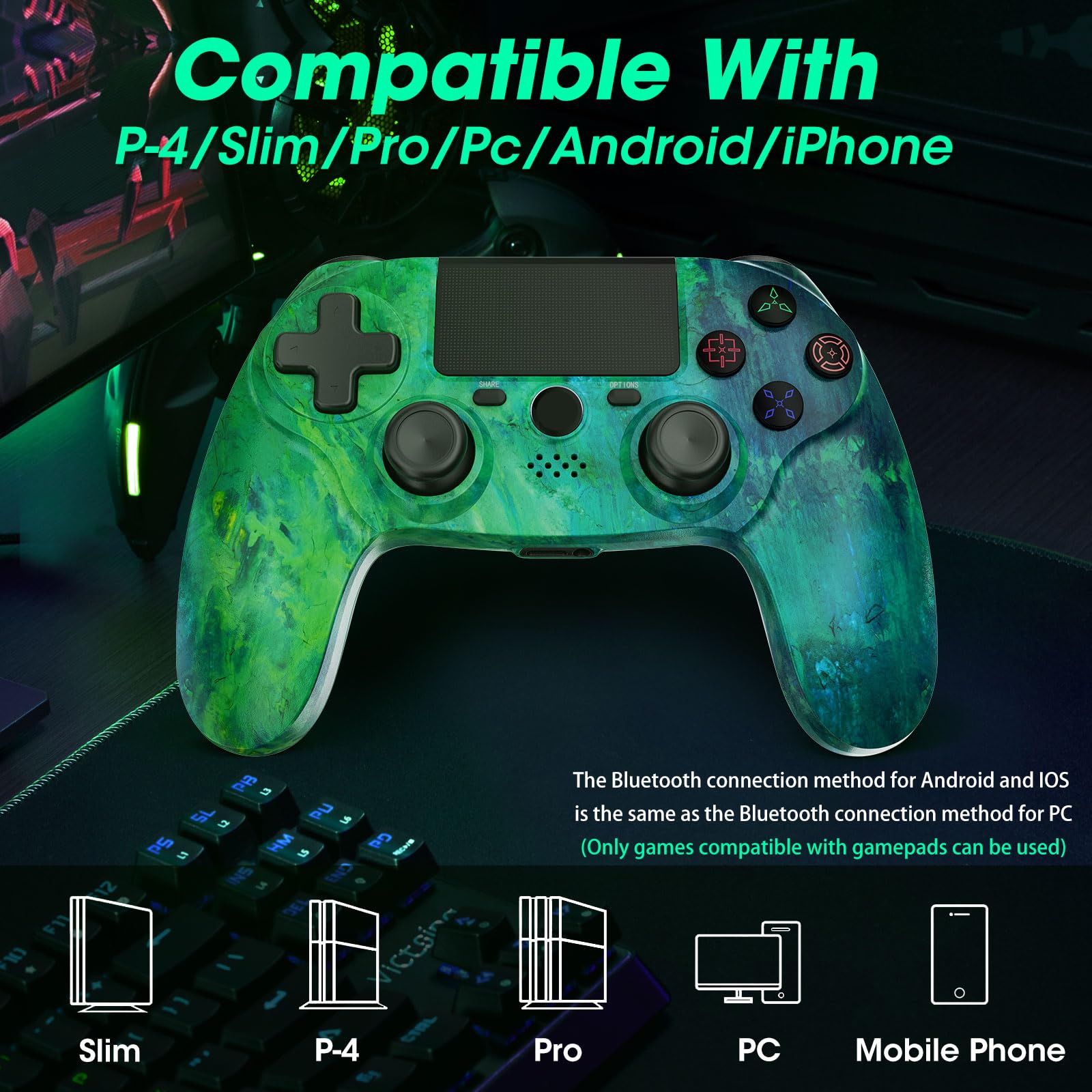 Citnh PS4 controller with 1000mAh battery