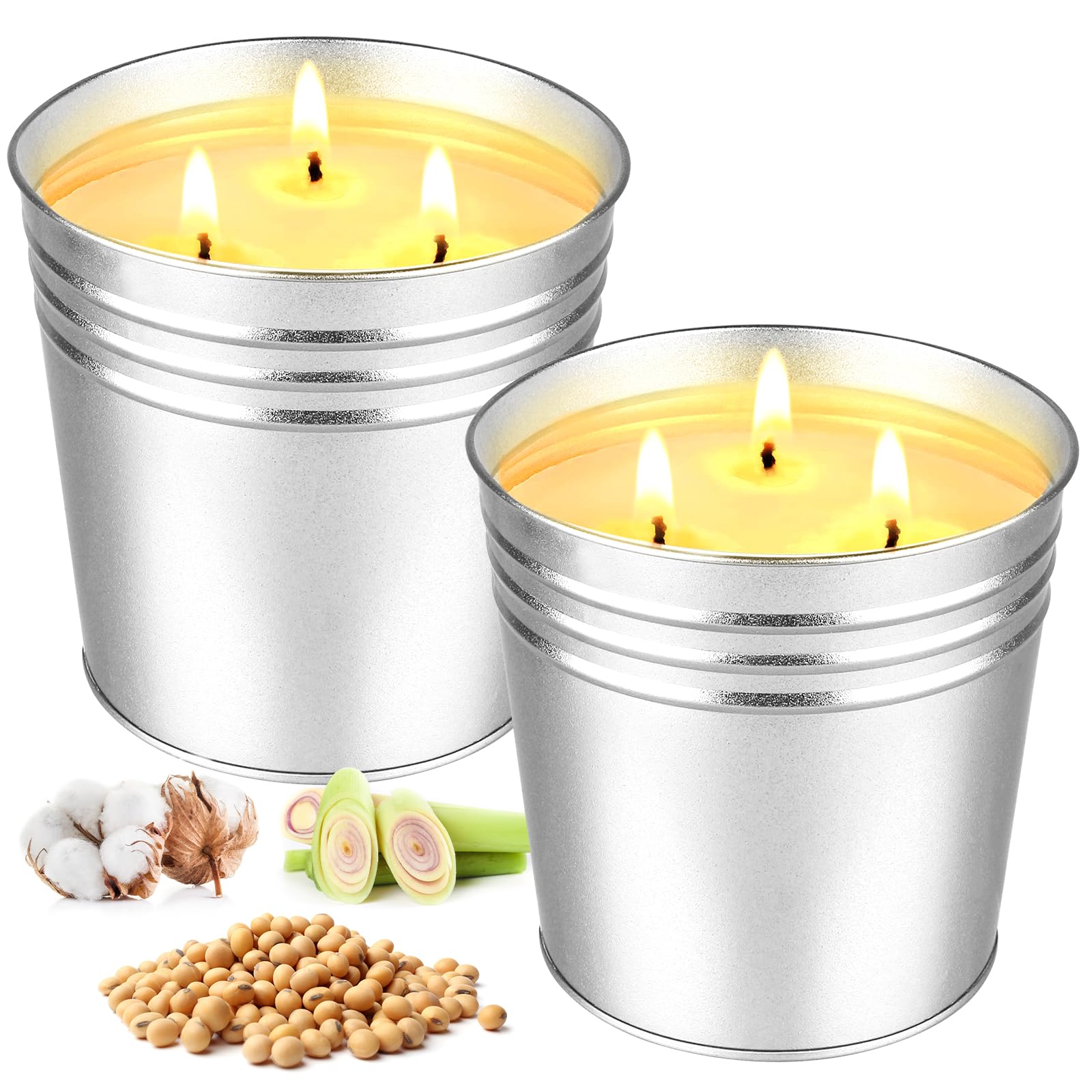 Citronella candles 2 pack with 34oz total and 3 wicks outdoor use