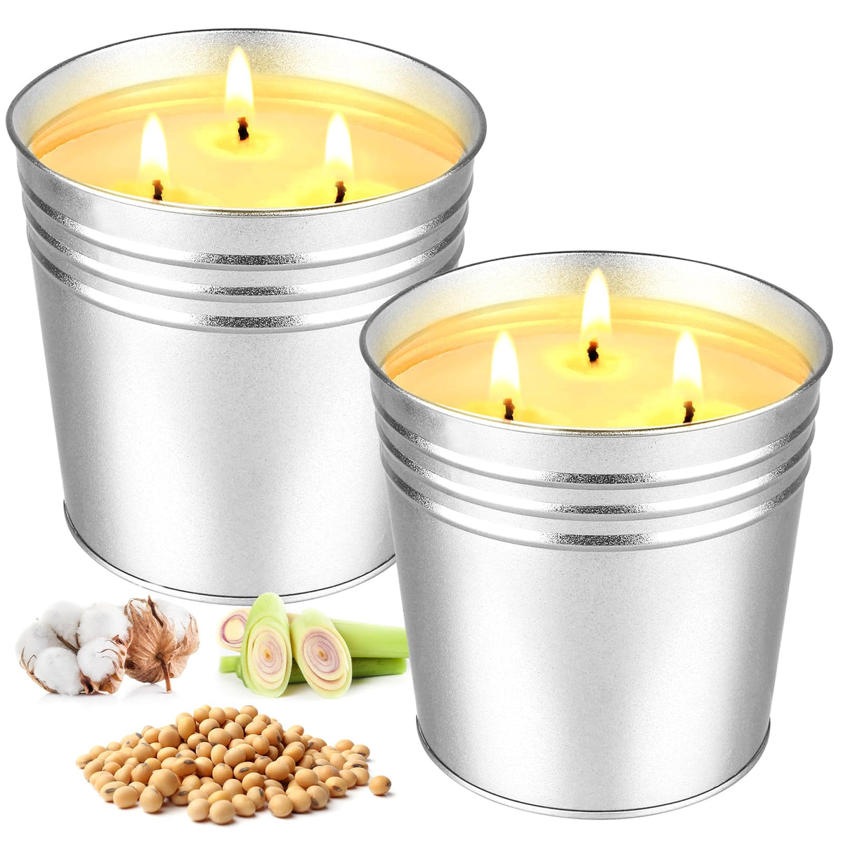 Citronella candles 2 pack with 34oz total and 3 wicks outdoor use