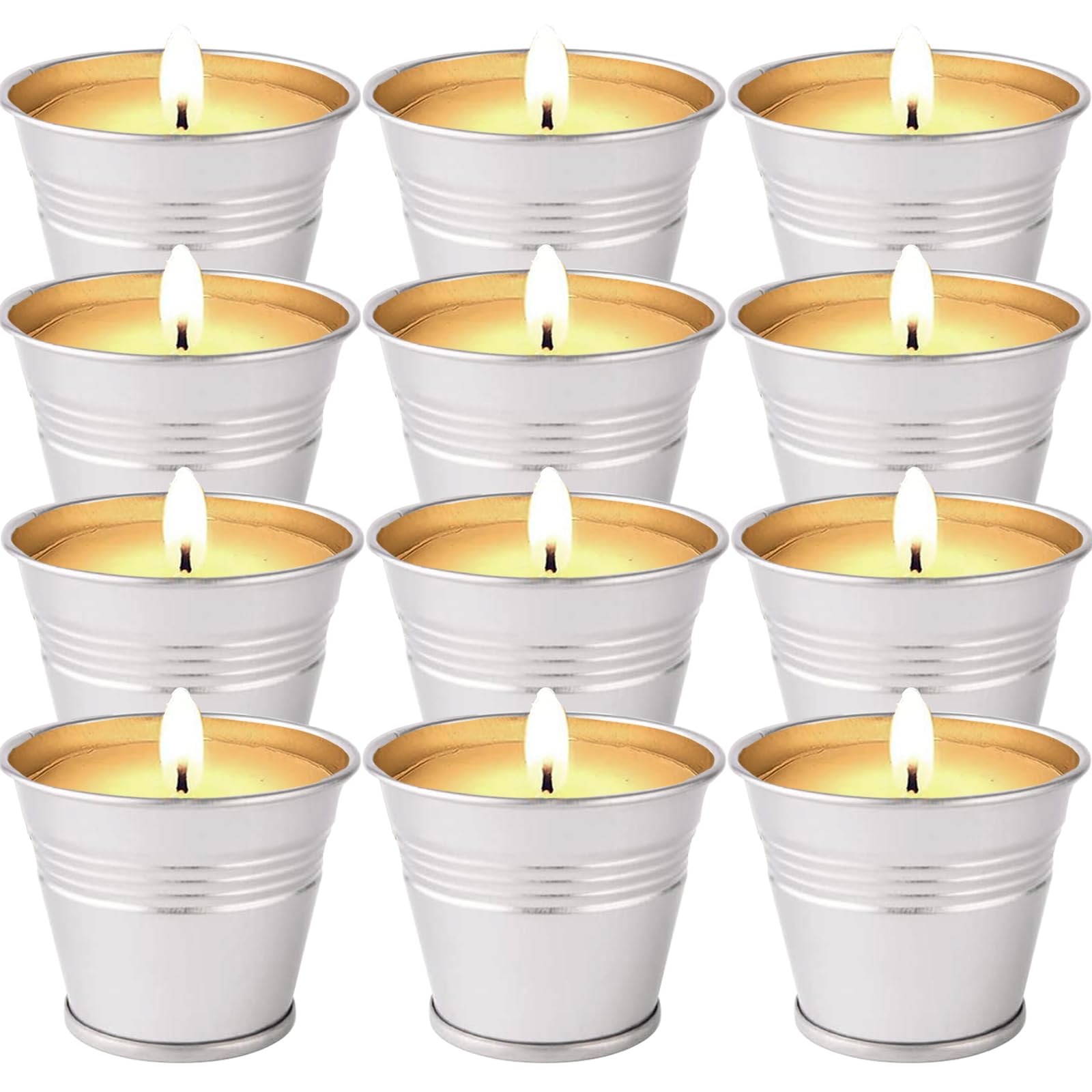 Citronella Candles Outdoor 12 Pack 2oz Buckets on patio