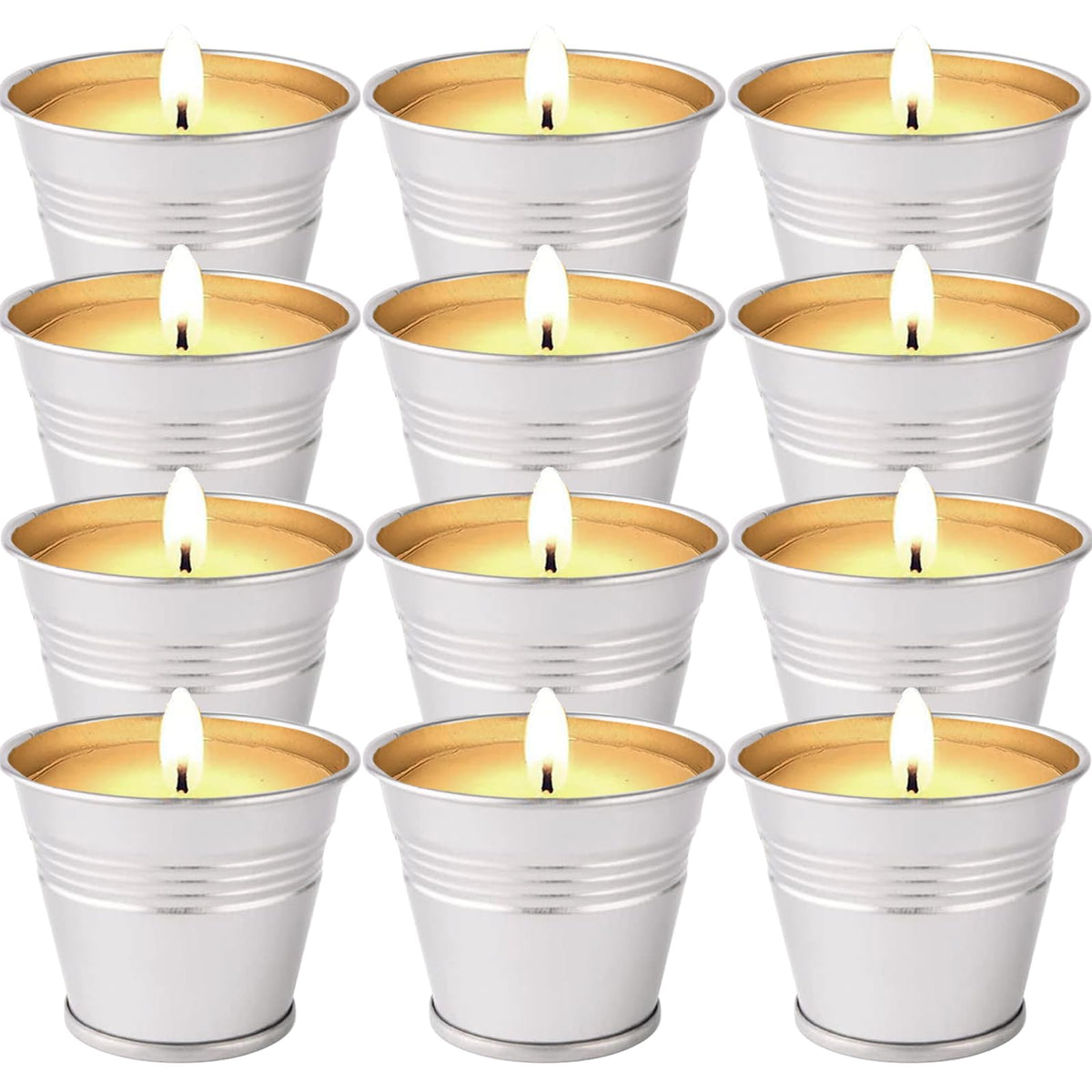 Citronella Candles Outdoor 12 Pack 2oz Buckets on patio